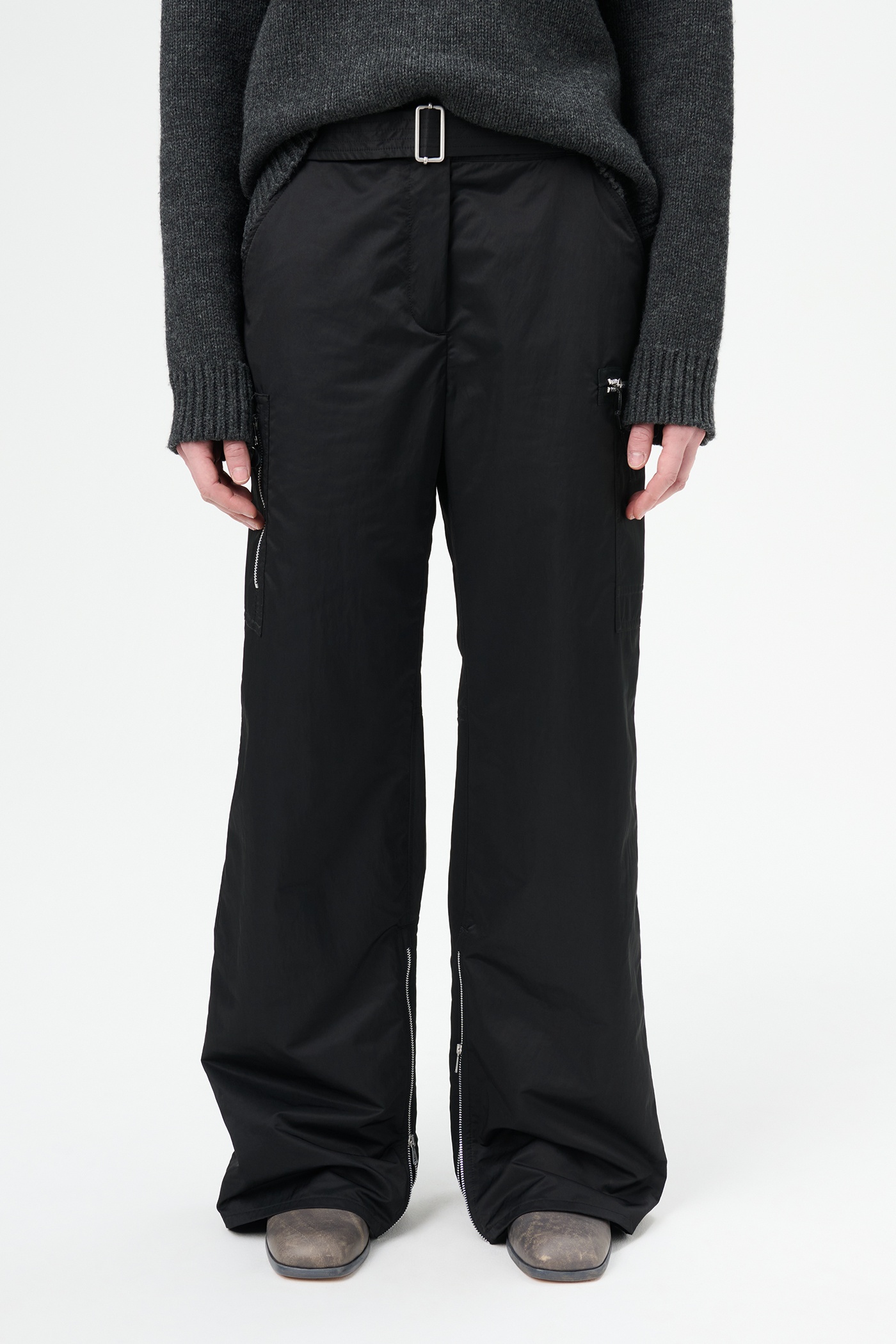 Pilot Trousers Black High Gloss Sateen - 3