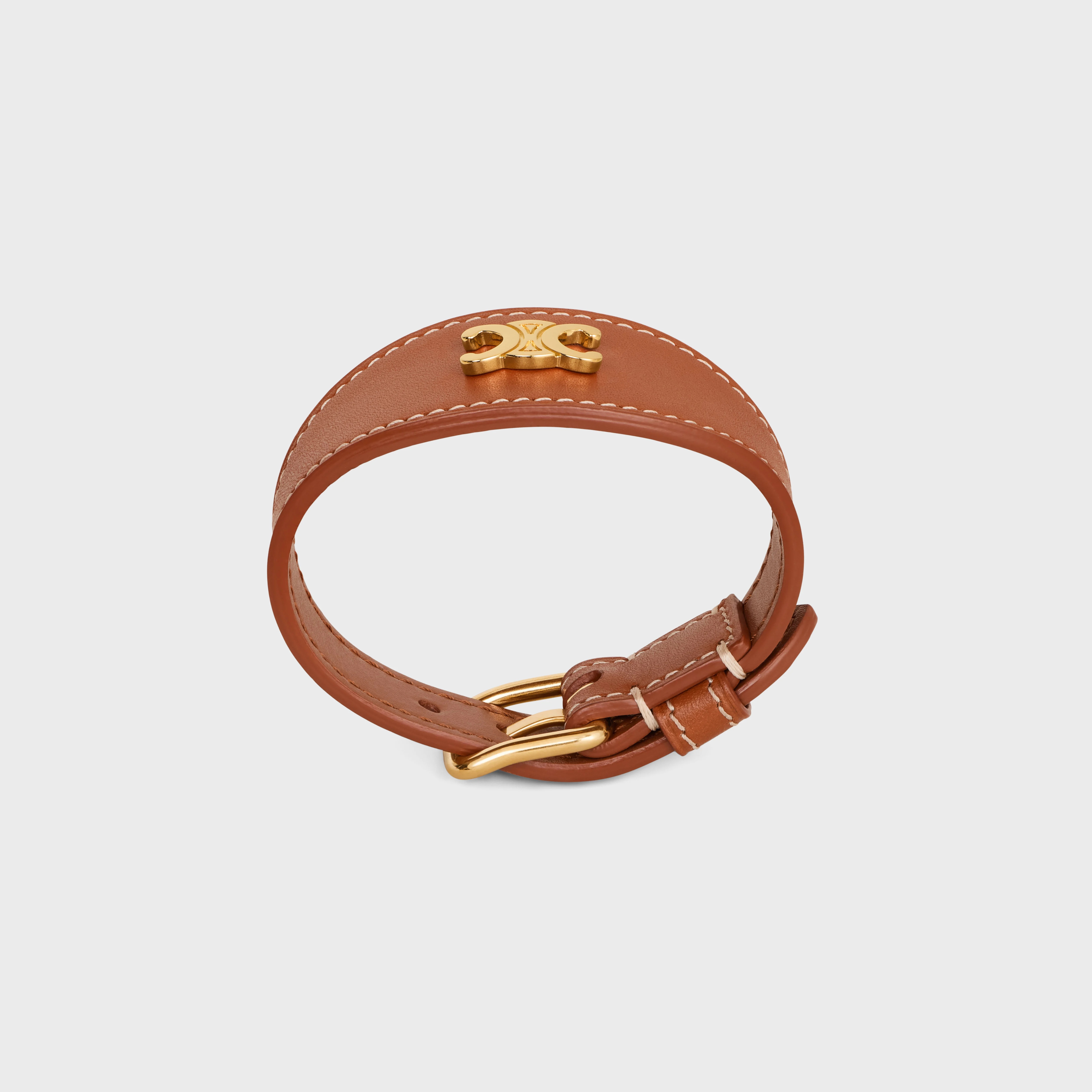 Les Cuirs Celine Bracelet in Calfskin and Brass with Gold Finish - 1