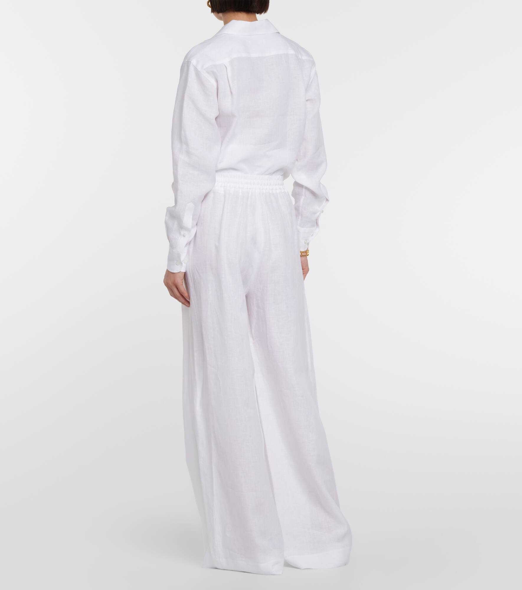 High-rise wide-leg linen pants - 3