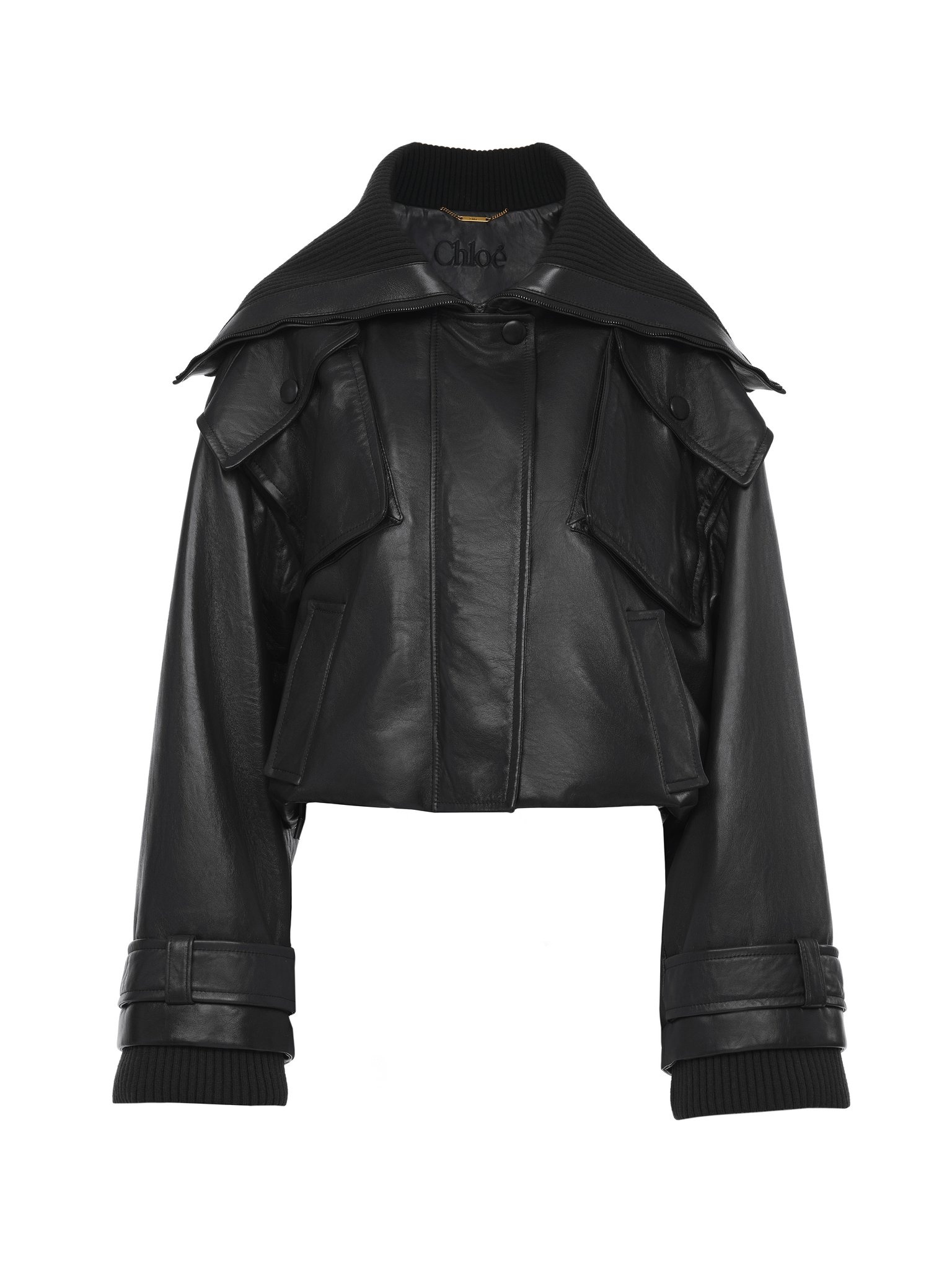 SHORT BOMBER JACKET IN SOFT LEATHER - 1