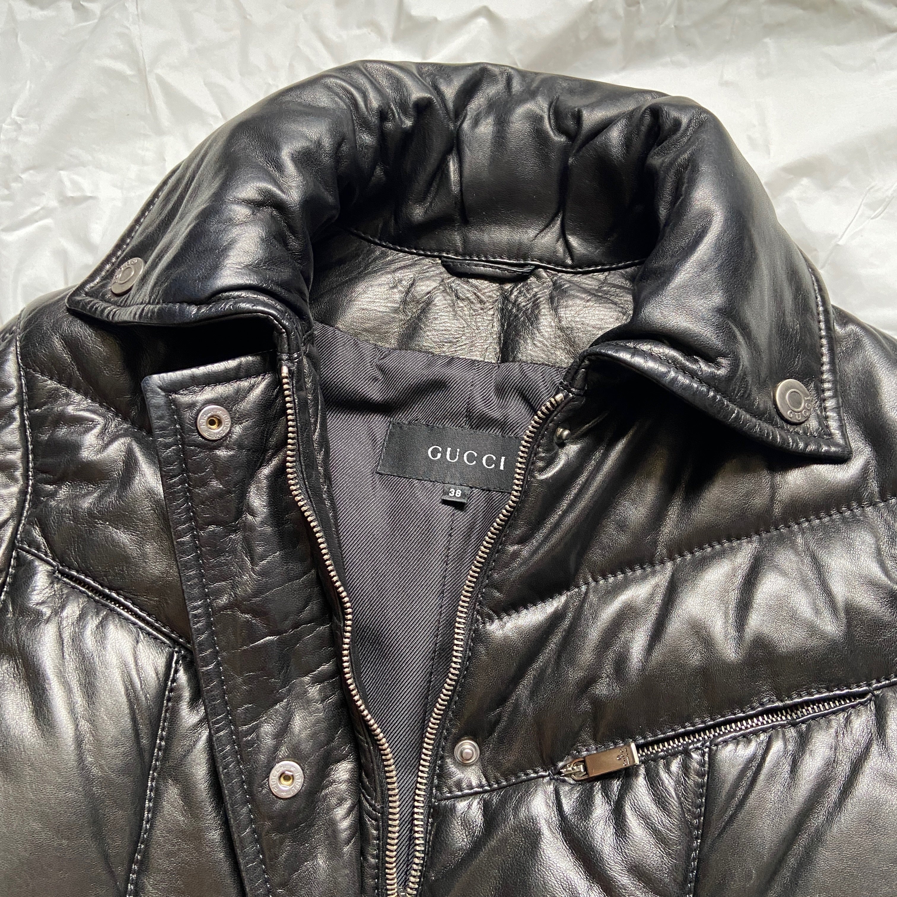 Gucci Fall 1998 Tom Ford Lambskin Leather Quilted Down Puffer Jacket 38 - 9