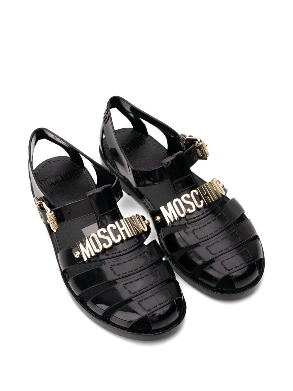 logo-plaque buckle sandals - 2