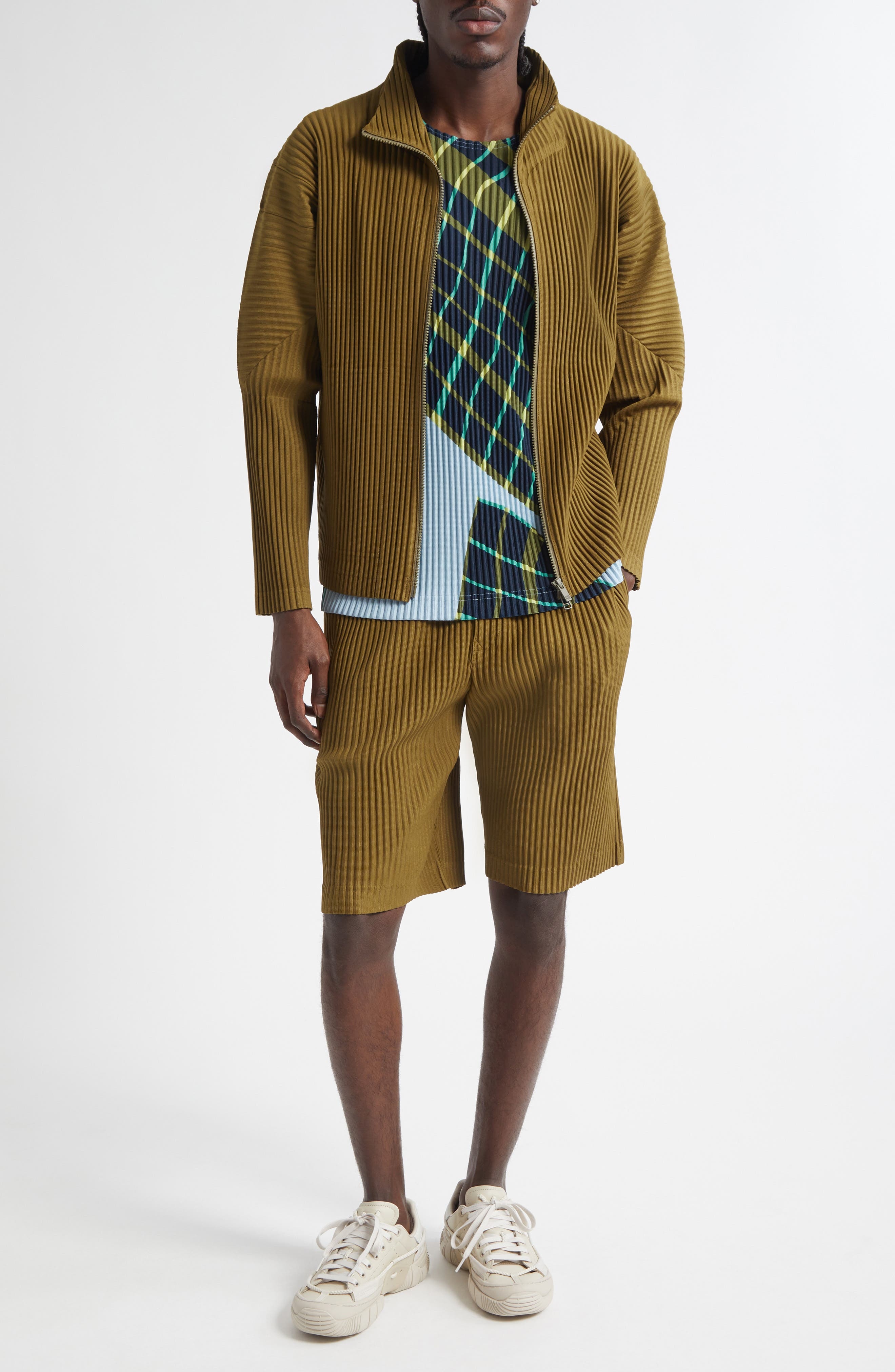 Homme Plissé Issey Miyake Pleated Shorts in Olive Khaki at Nordstrom - 2