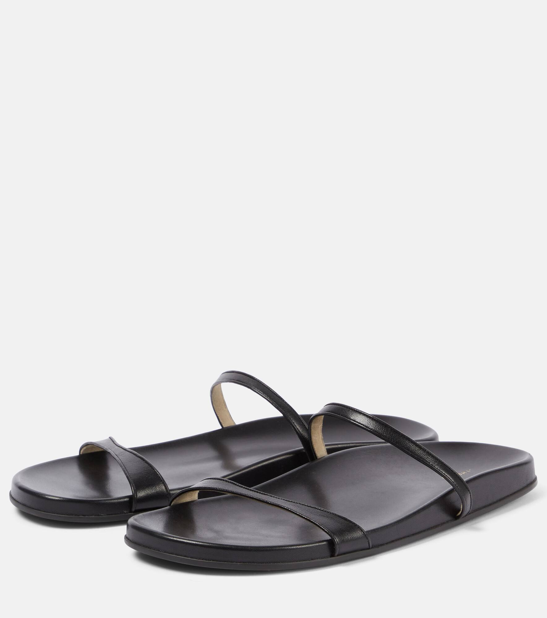 Hugh leather slides - 4