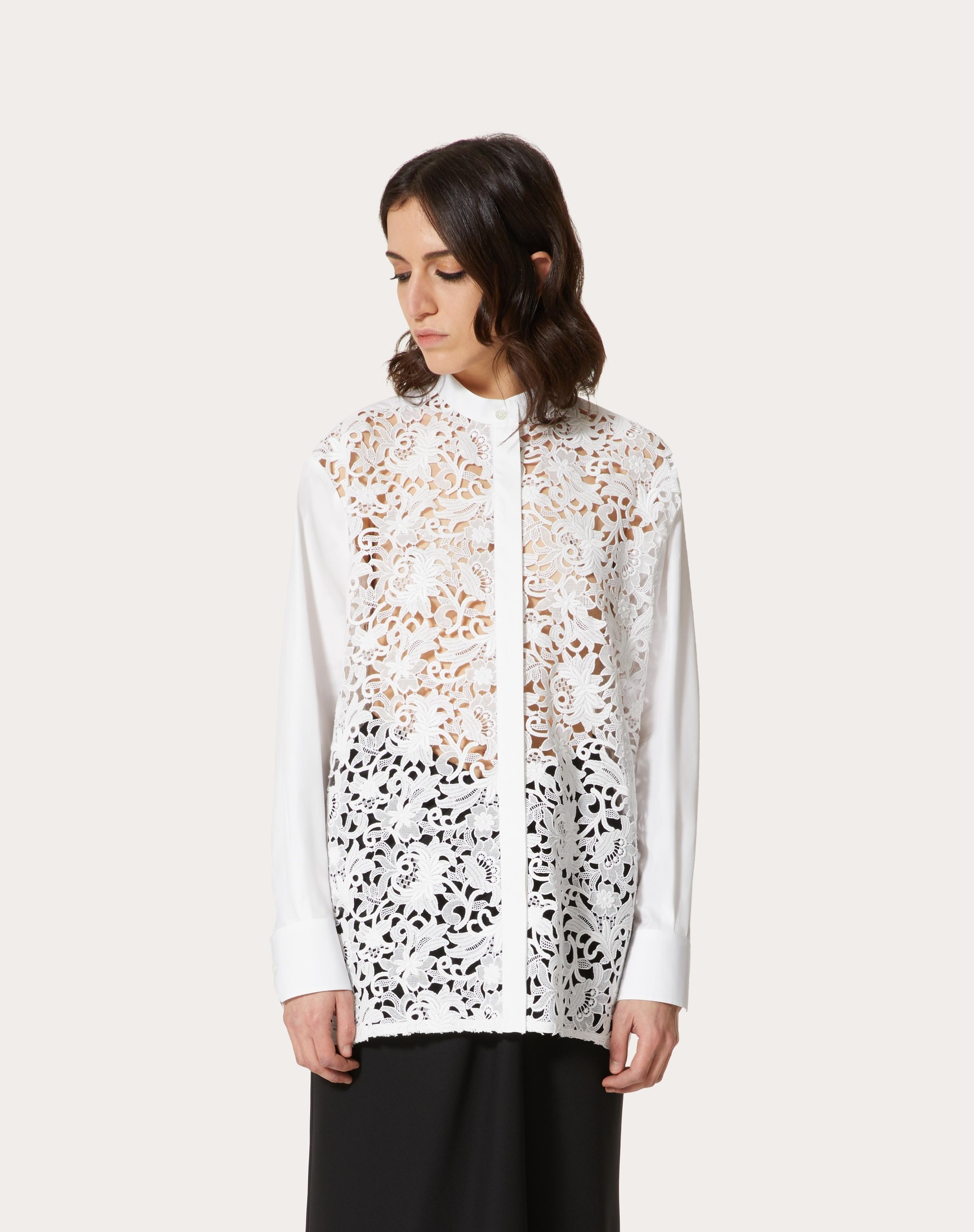 TECHNICAL POPLIN AND MACRAMÉ SHIRT - 3