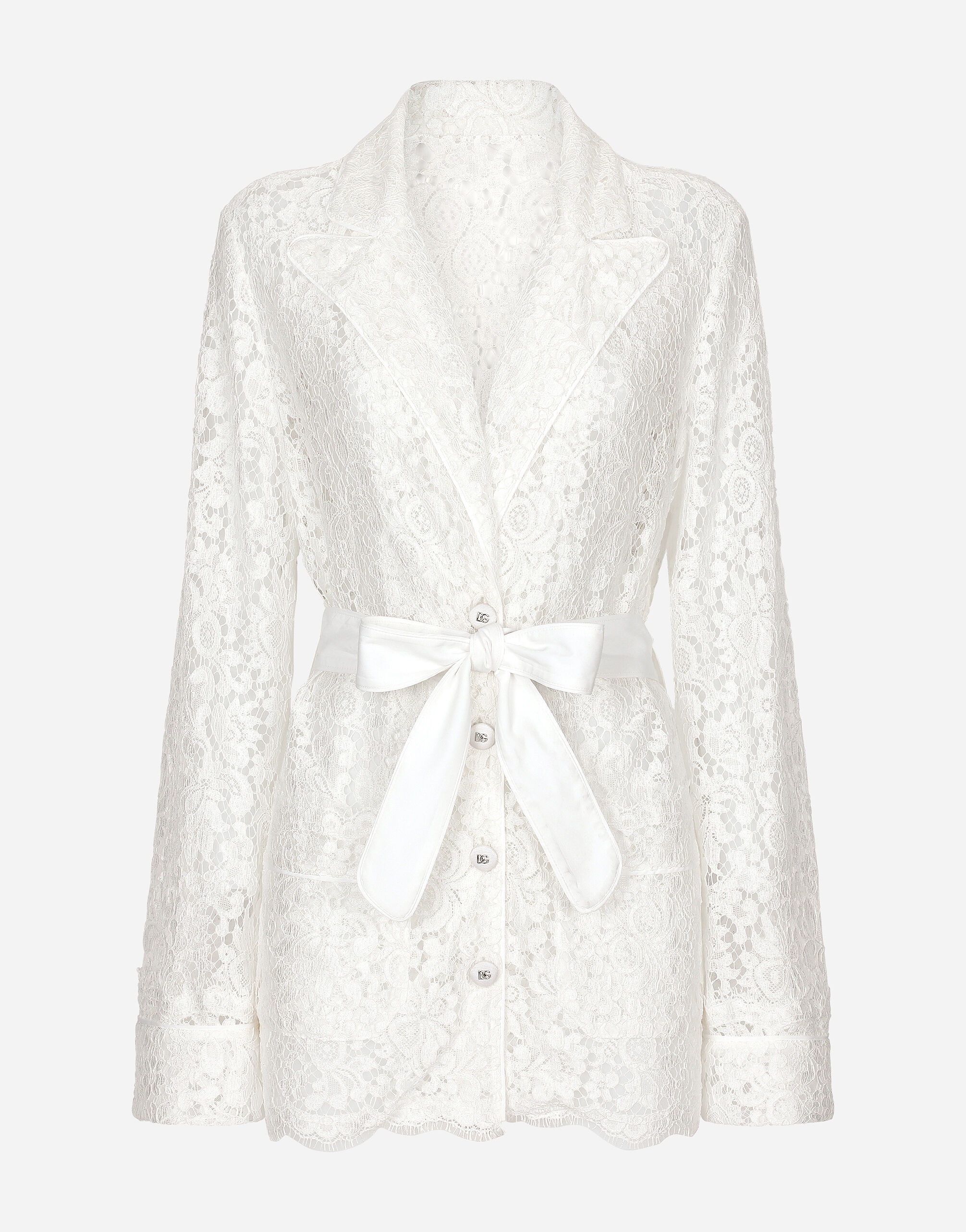 Floral cordonetto lace pajama shirt - 1