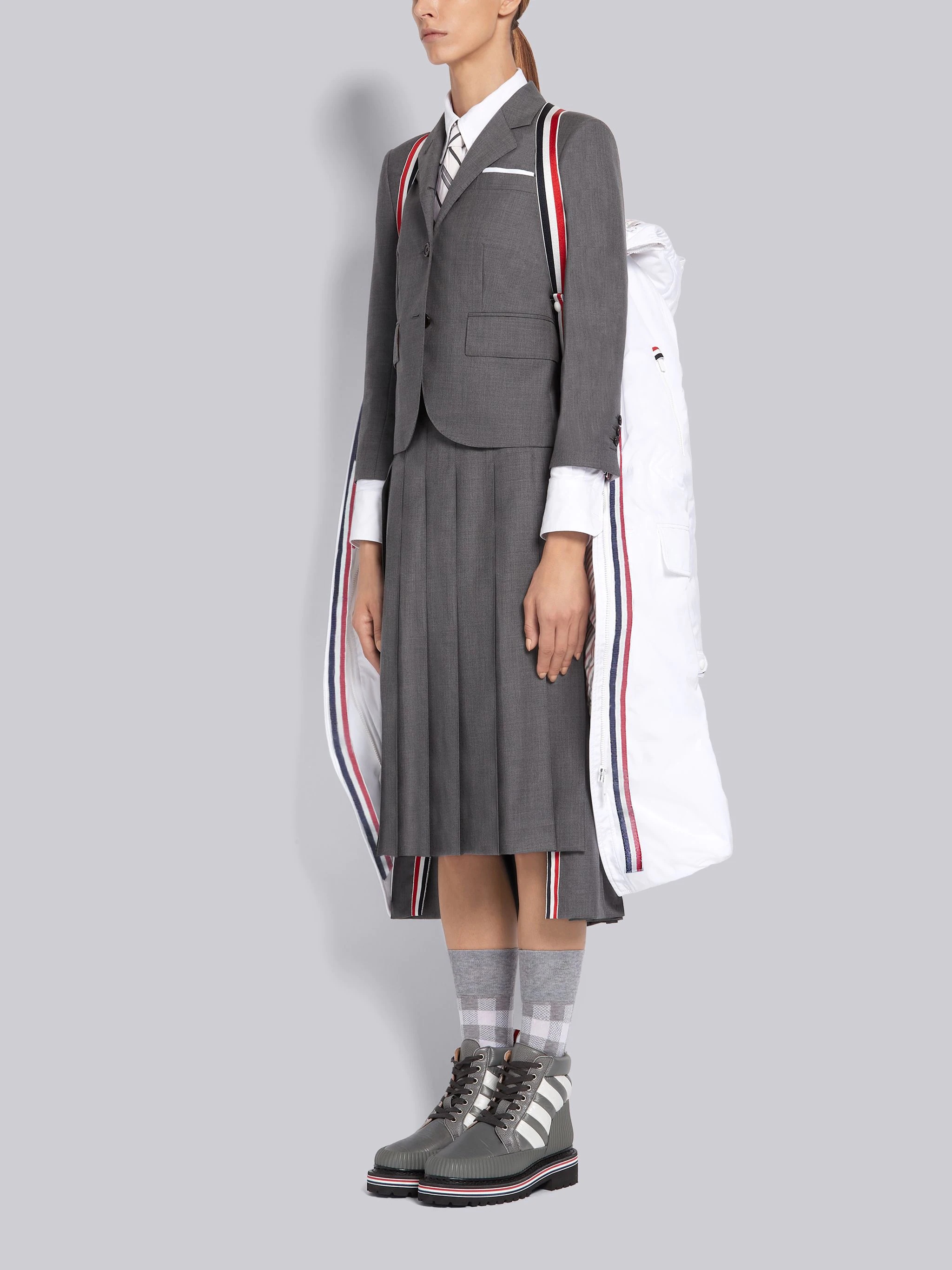 White Down Filled Poly Twill A-line Hooded Parka - 4