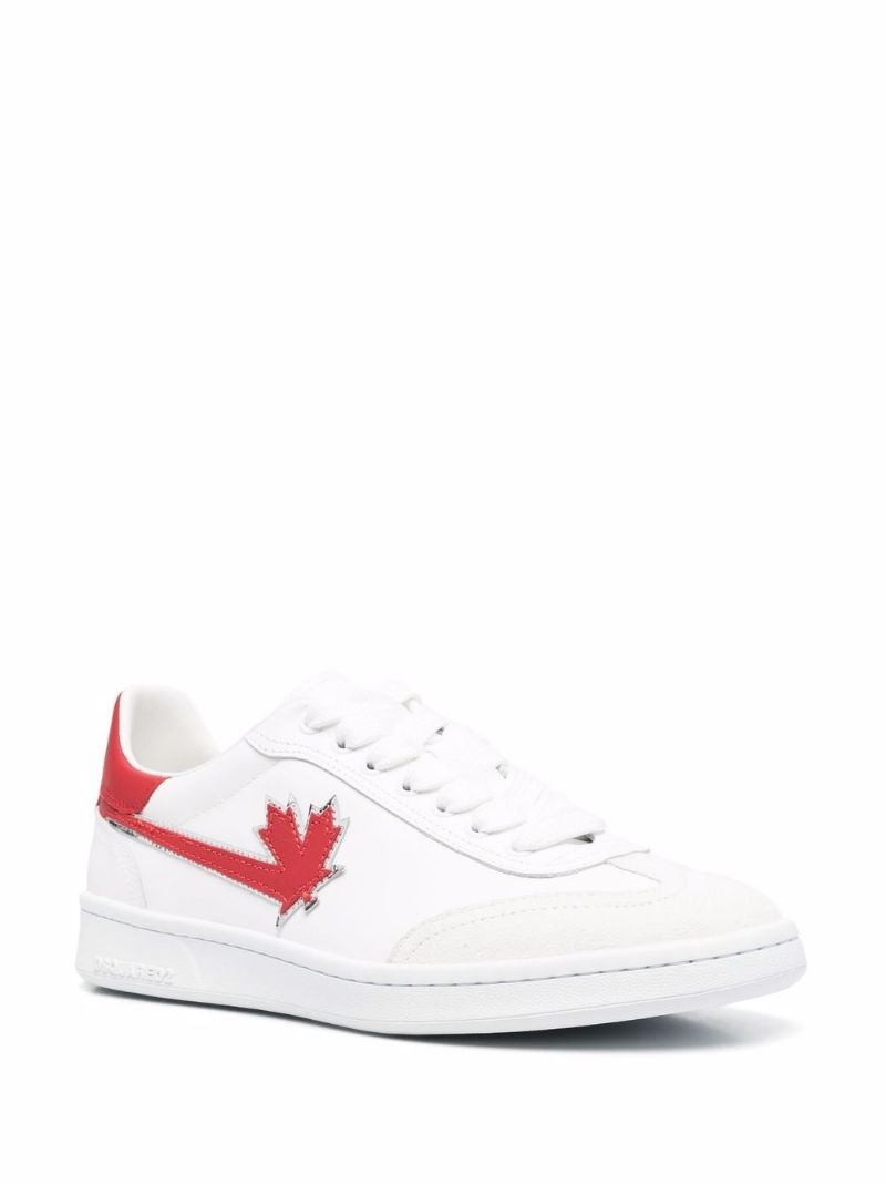 logo-patch leather sneakers - 2
