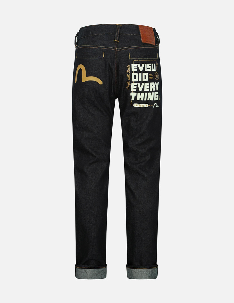 EVISU SEAGULL AND SLOGAN PRINT CARROT FIT JEANS #2017 outlook