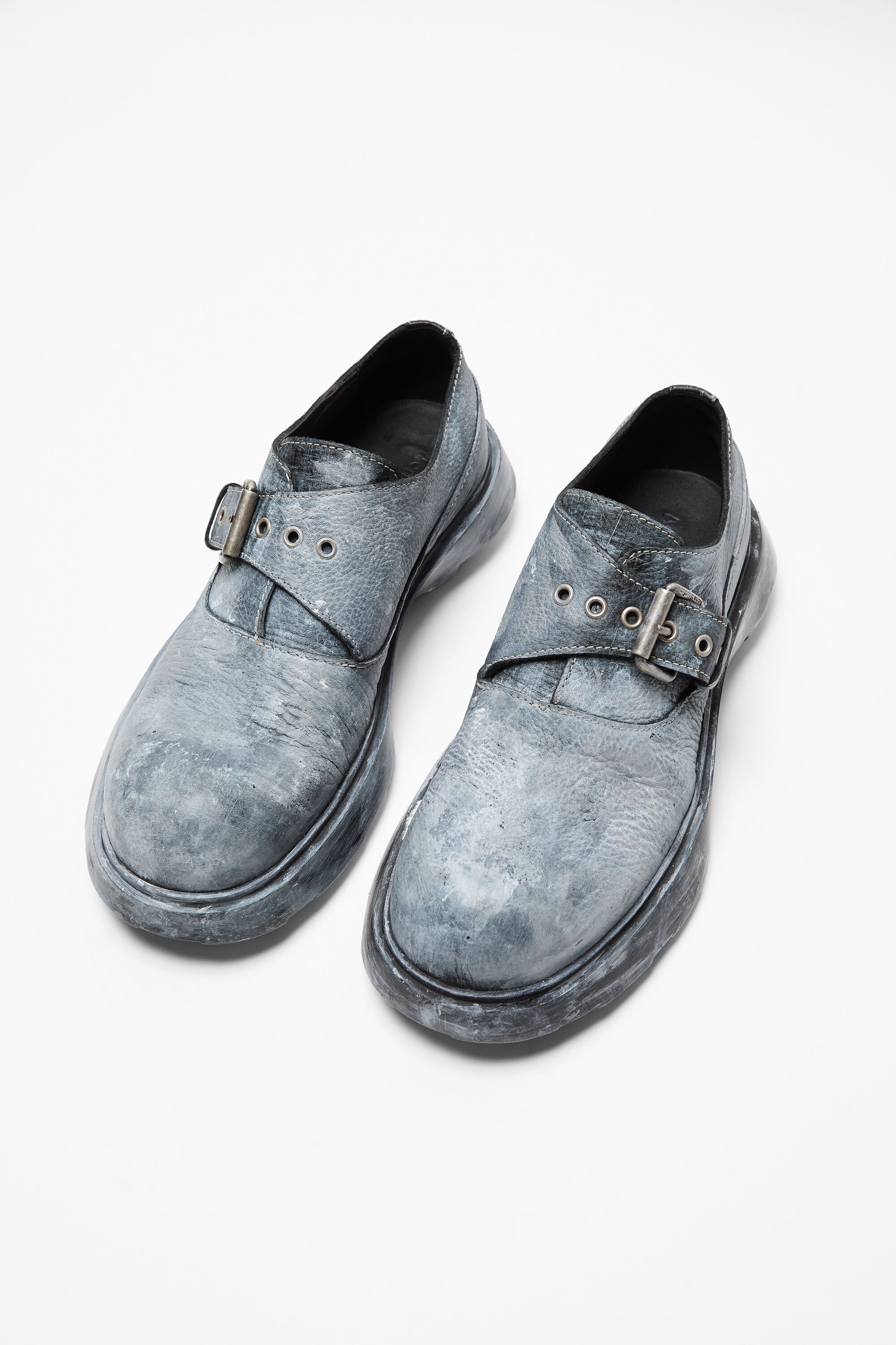 Buckle leather shoes - Black/grey - 3