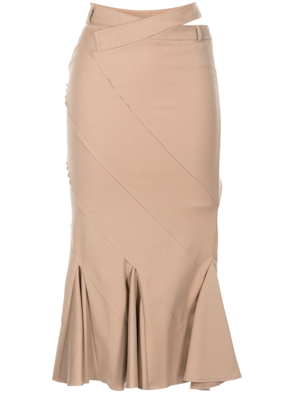 flared-hem flannel midi skirt - 1