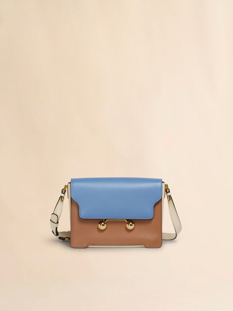 LIGHT BLUE, LIGHT BROWN E WHITE LEATHER TRUNKAROO MEDIUM 슬림 가방 1