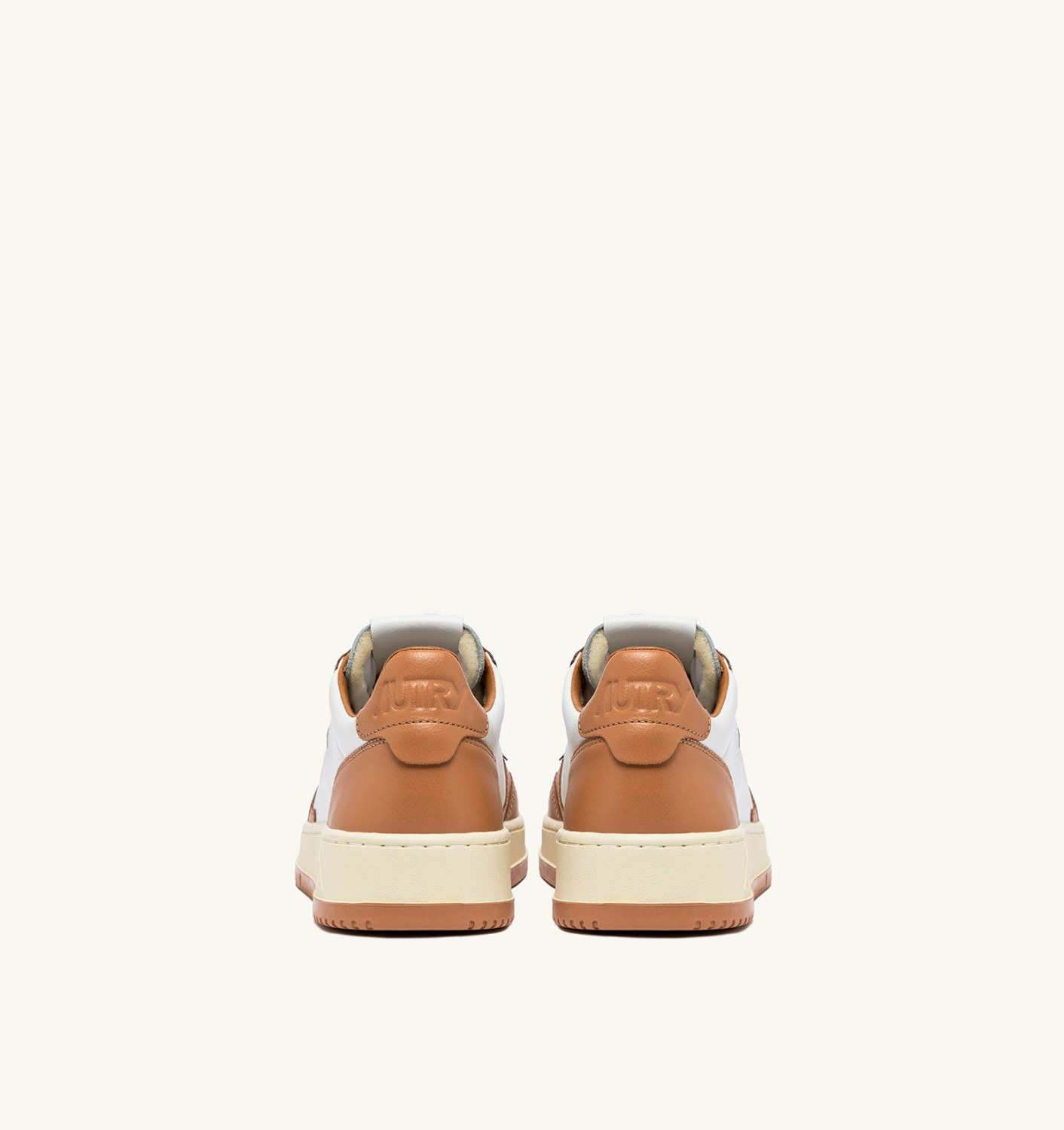 MEDALIST LOW BICOLOR SNEAKERS IN WHITE AND SAND STORM LEATHER - 3