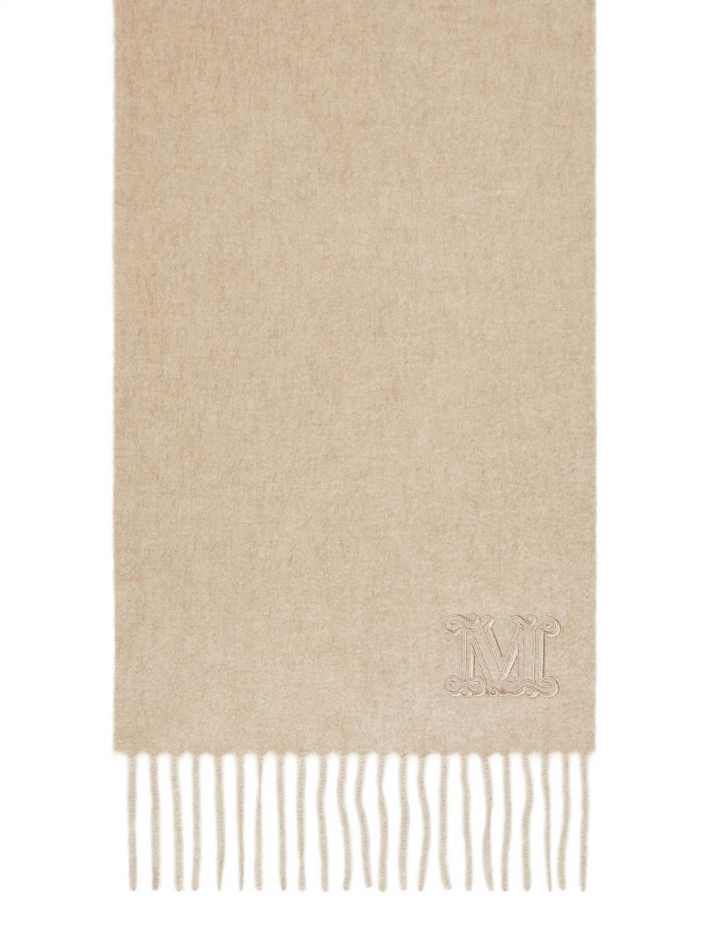 embroidered-logo fringed scarf - 4