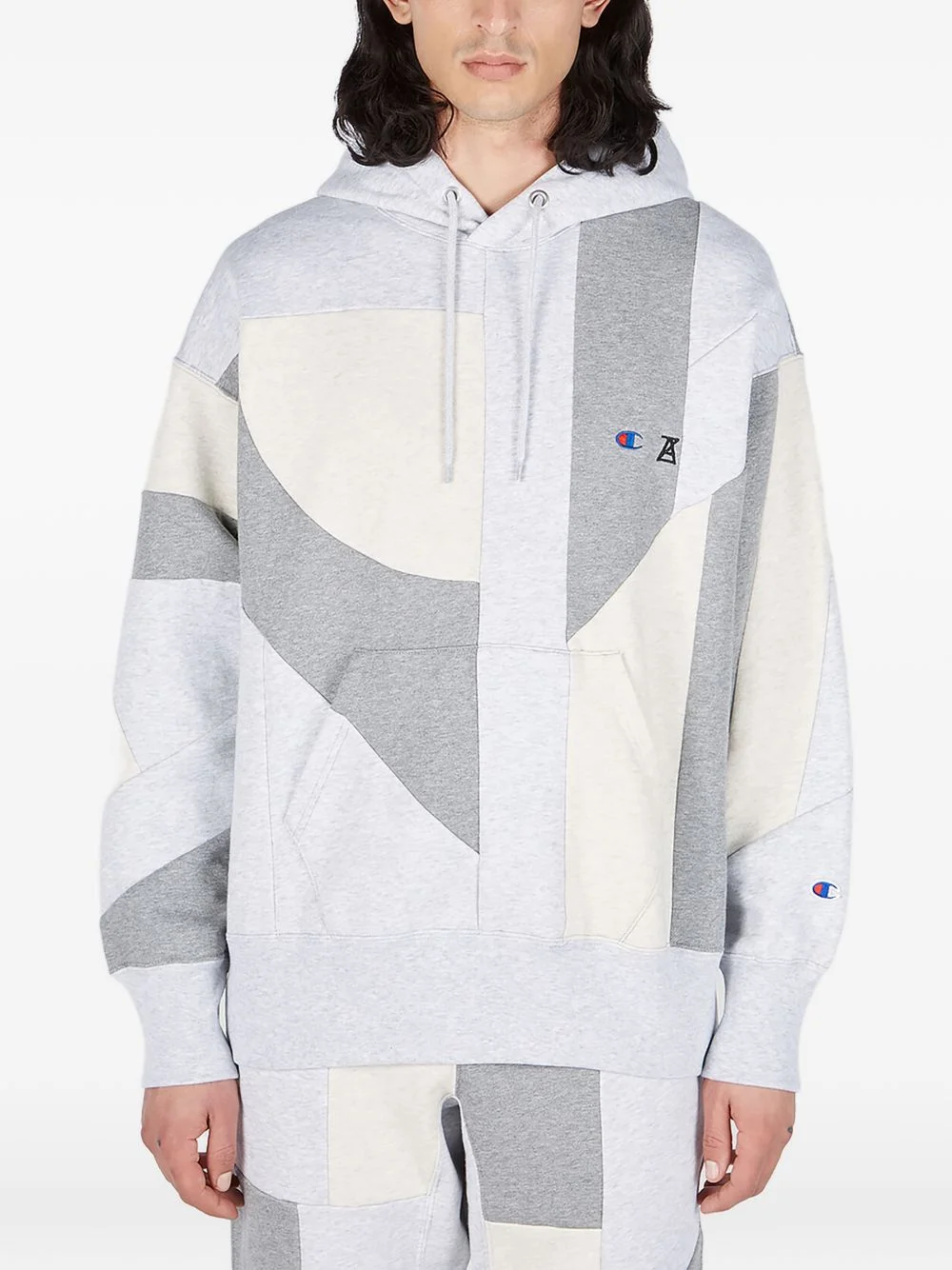 drawstring embroidered hoodie - 1