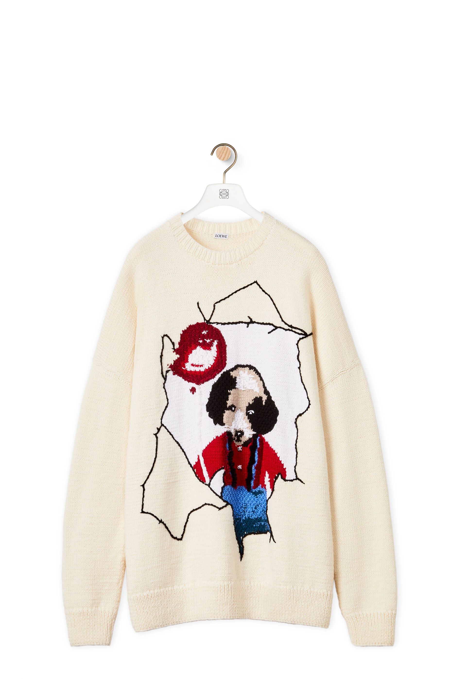 Puppy intarsia sweater in wool - 1