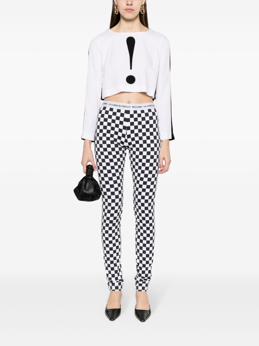 checkerboard-print flared trousers - 2