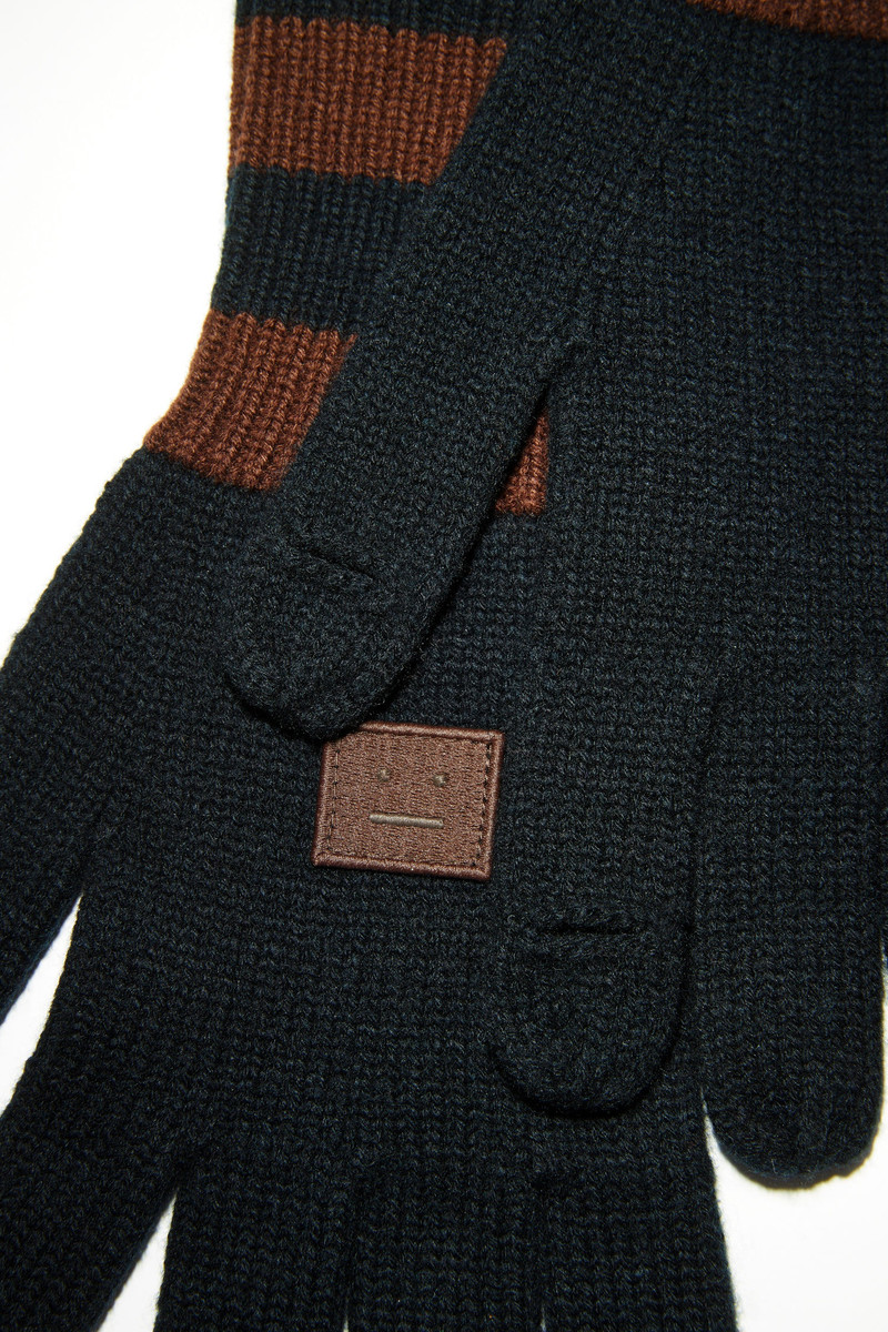Wool face gloves - Black/brown 4