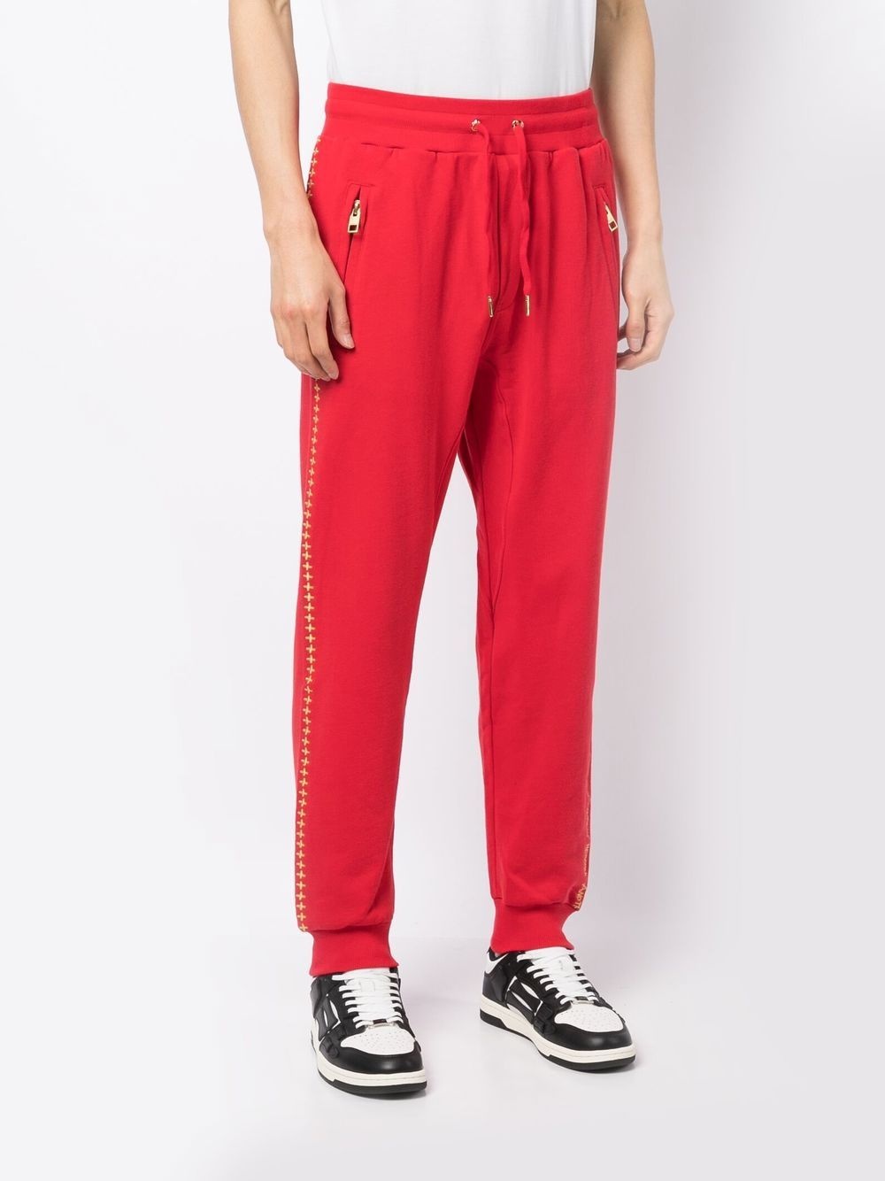 slogan-embroidered track pants - 3