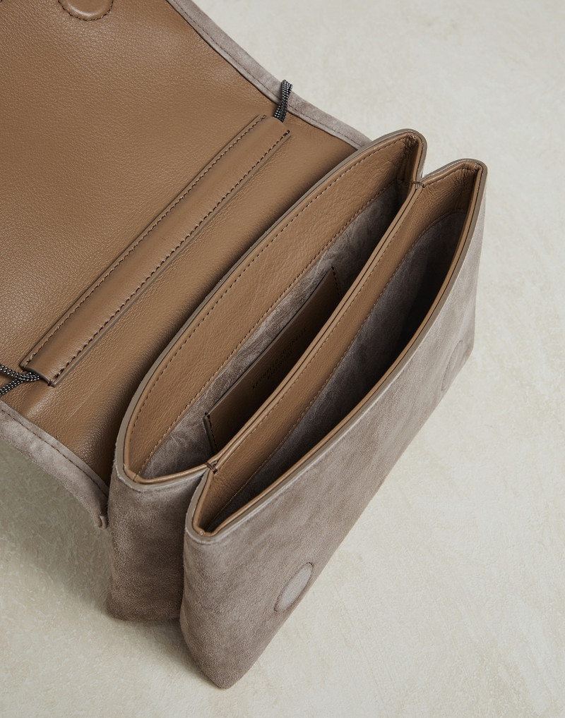 Brunello Cucinelli Dazzling Stripe Embroidery city bag in jute and cotton with monili outlook