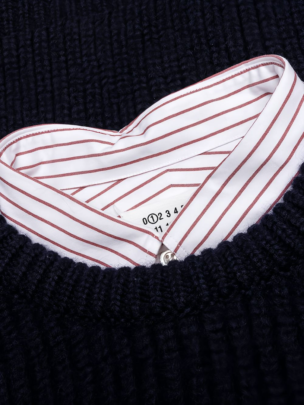 layered shirt-panelled sweater - 5