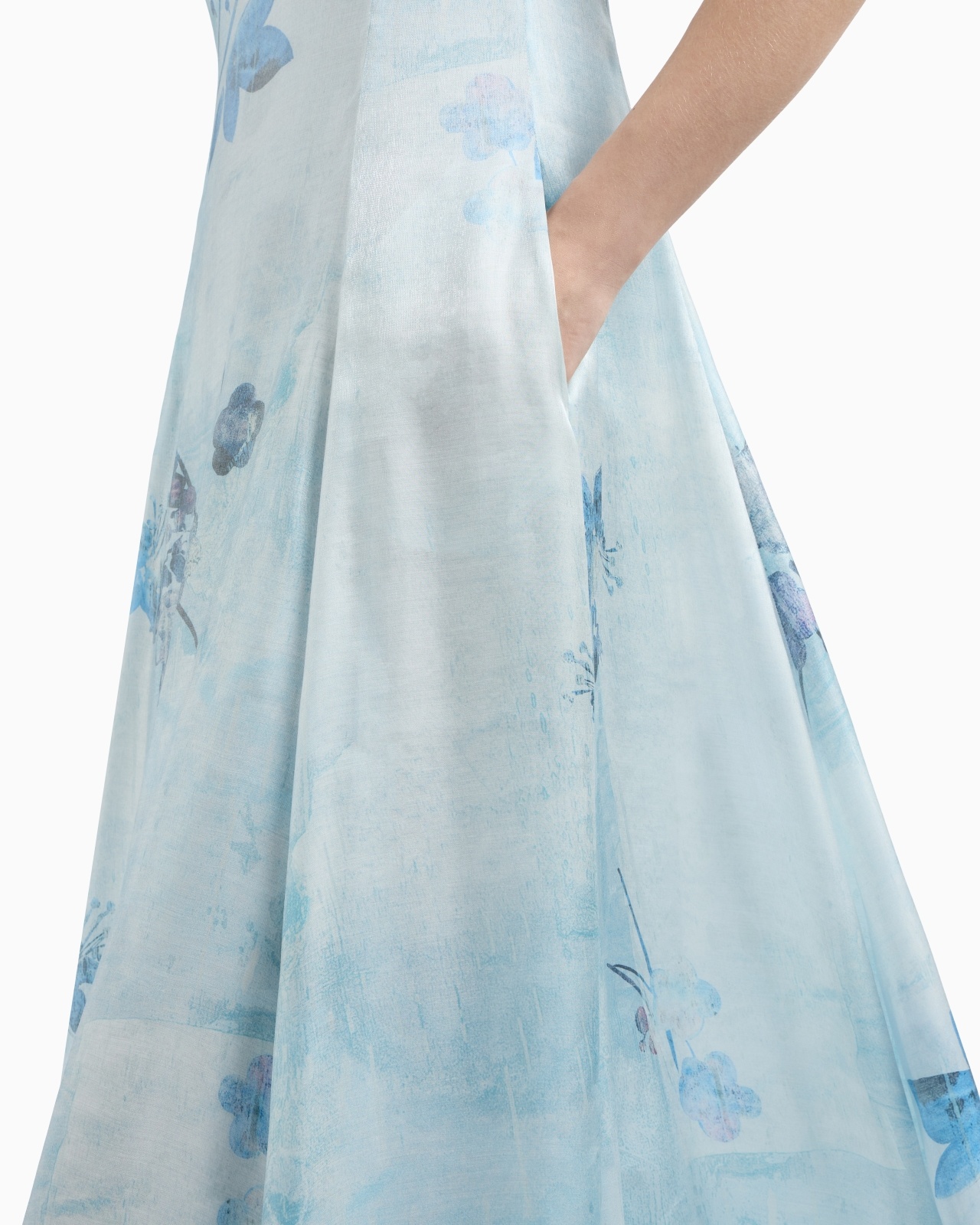 LONG DRESS IN TRILOBAL FABRIC WITH BATIK FLOWER PRINT - 5