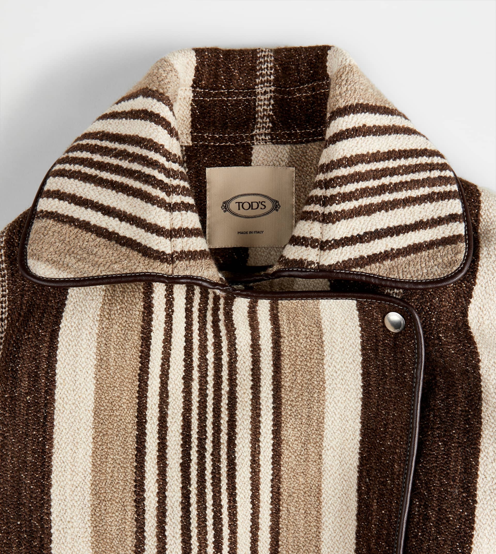 CABAN WITH LEATHER INSERTS - BROWN, BEIGE, OFF WHITE - 8
