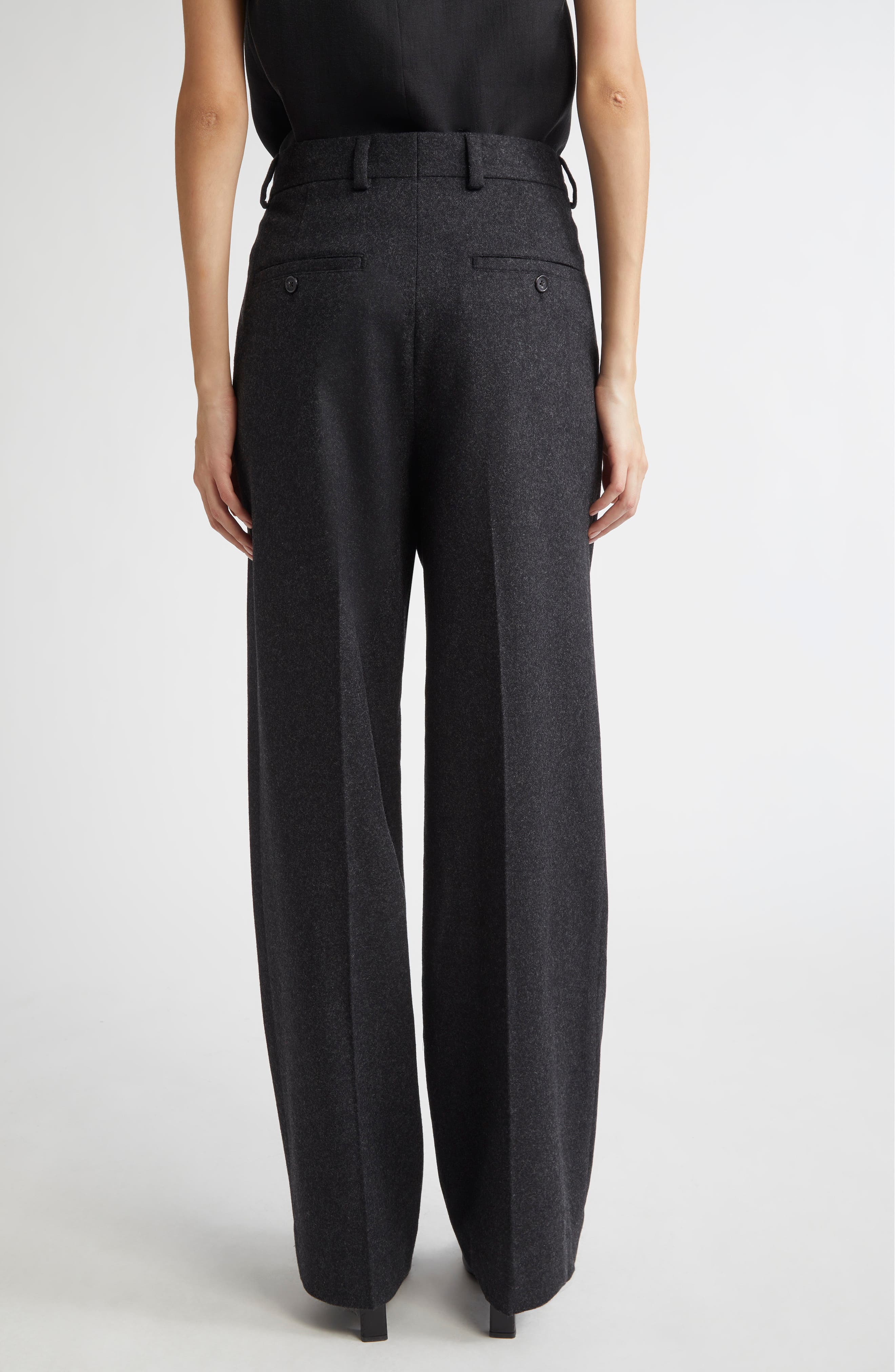 TOTEME Fluid Pleated Trousers in Mid Grey Melange at Nordstrom - 3