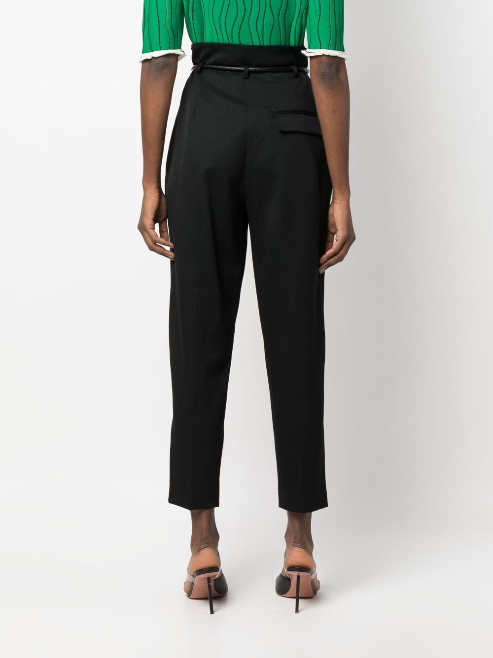 belted-waist cropped trousers - 4