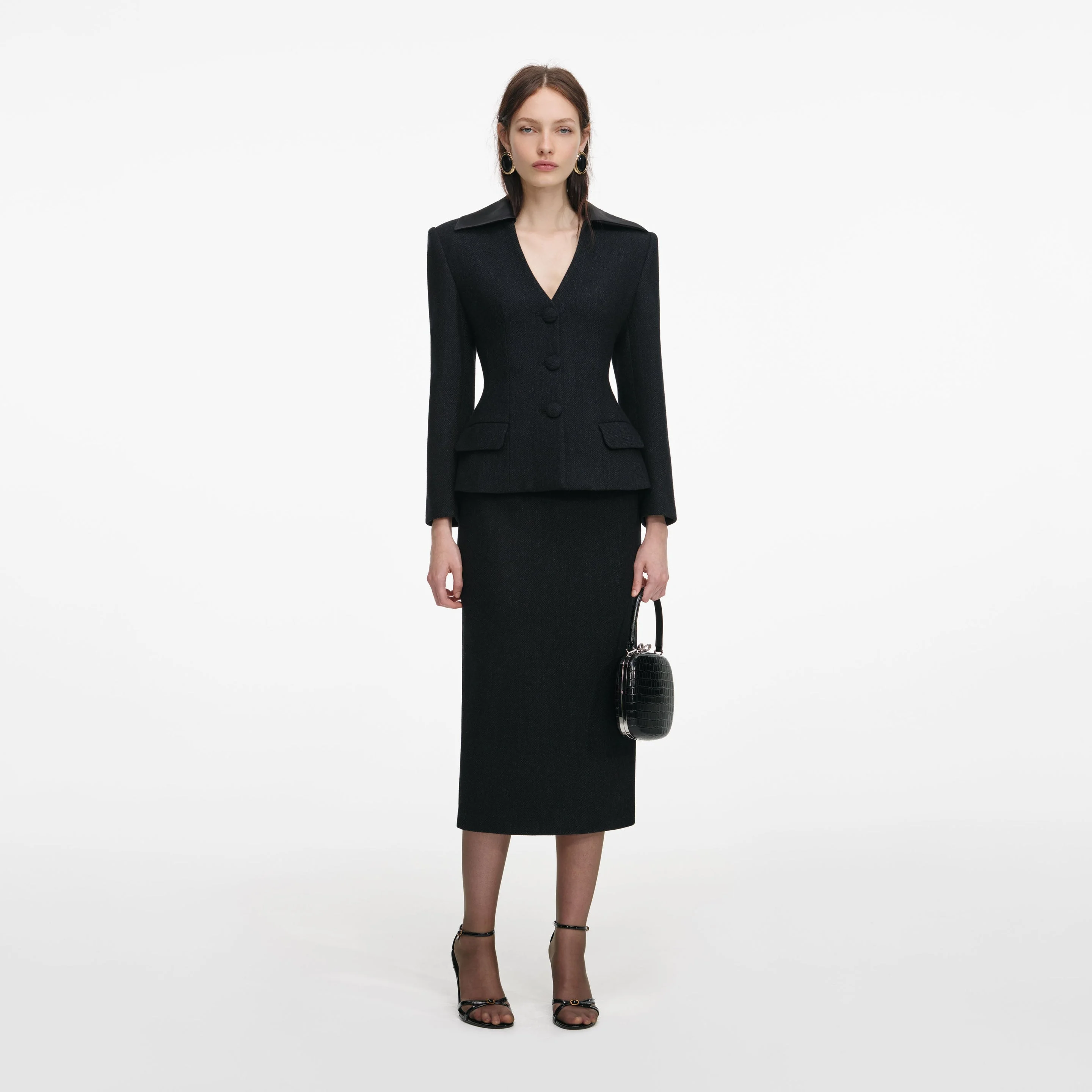 Black Blazer Tailored Midi Dress - 1