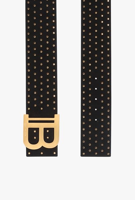 Black and gold suede & crystal B-Belt belt - 4