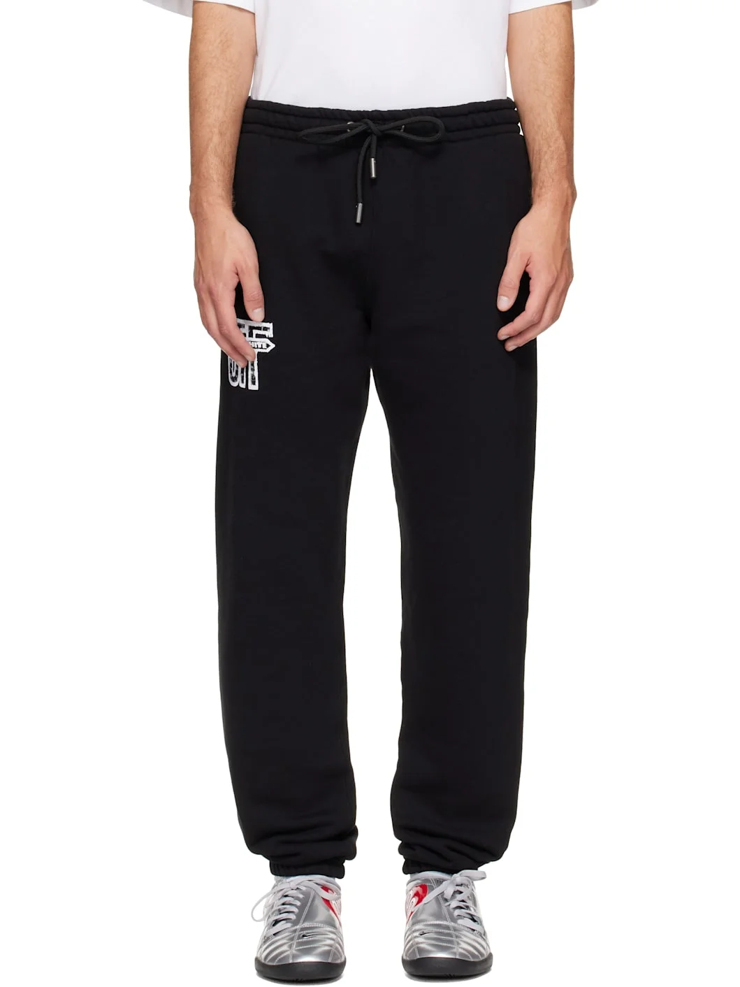 Black Motion Arrow Cuffed Sweatpants - 1
