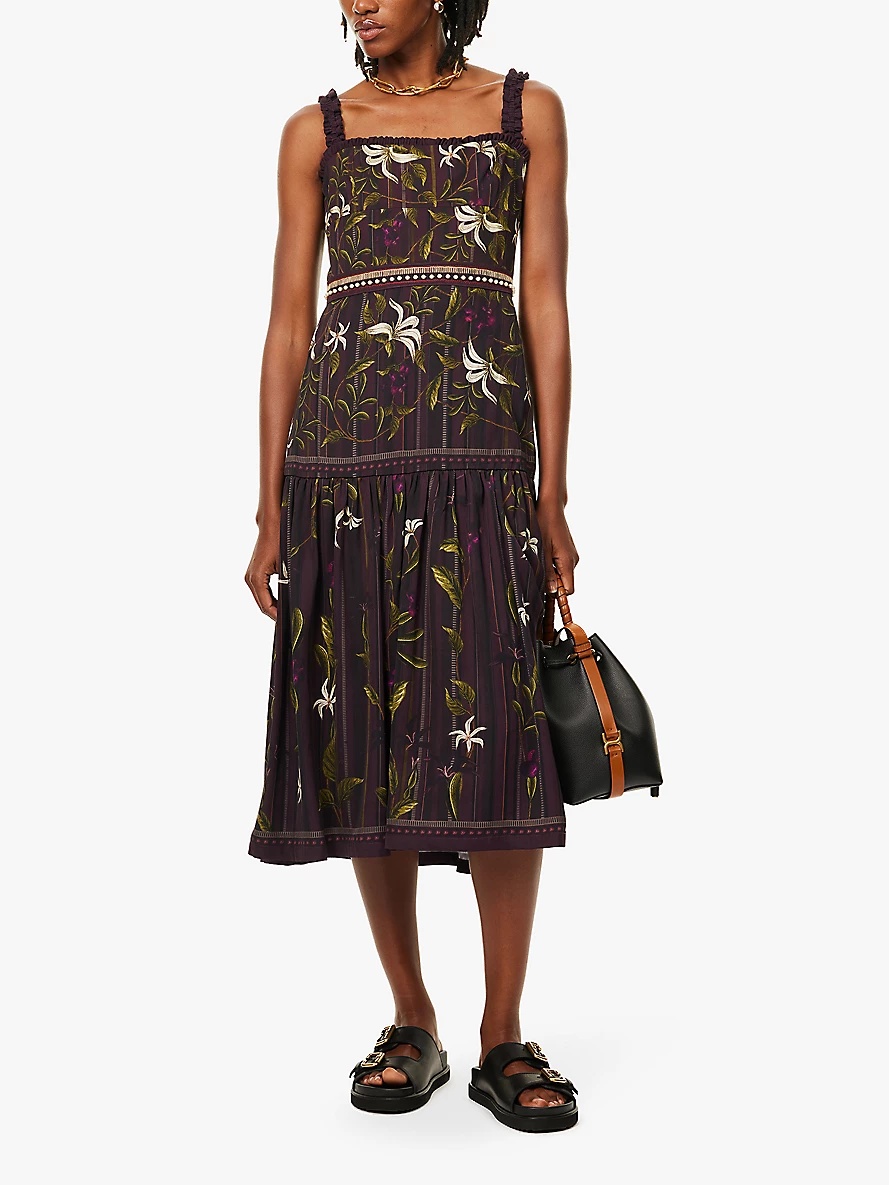 Nispero Café flower-print recycled-viscose blend midi dress - 2