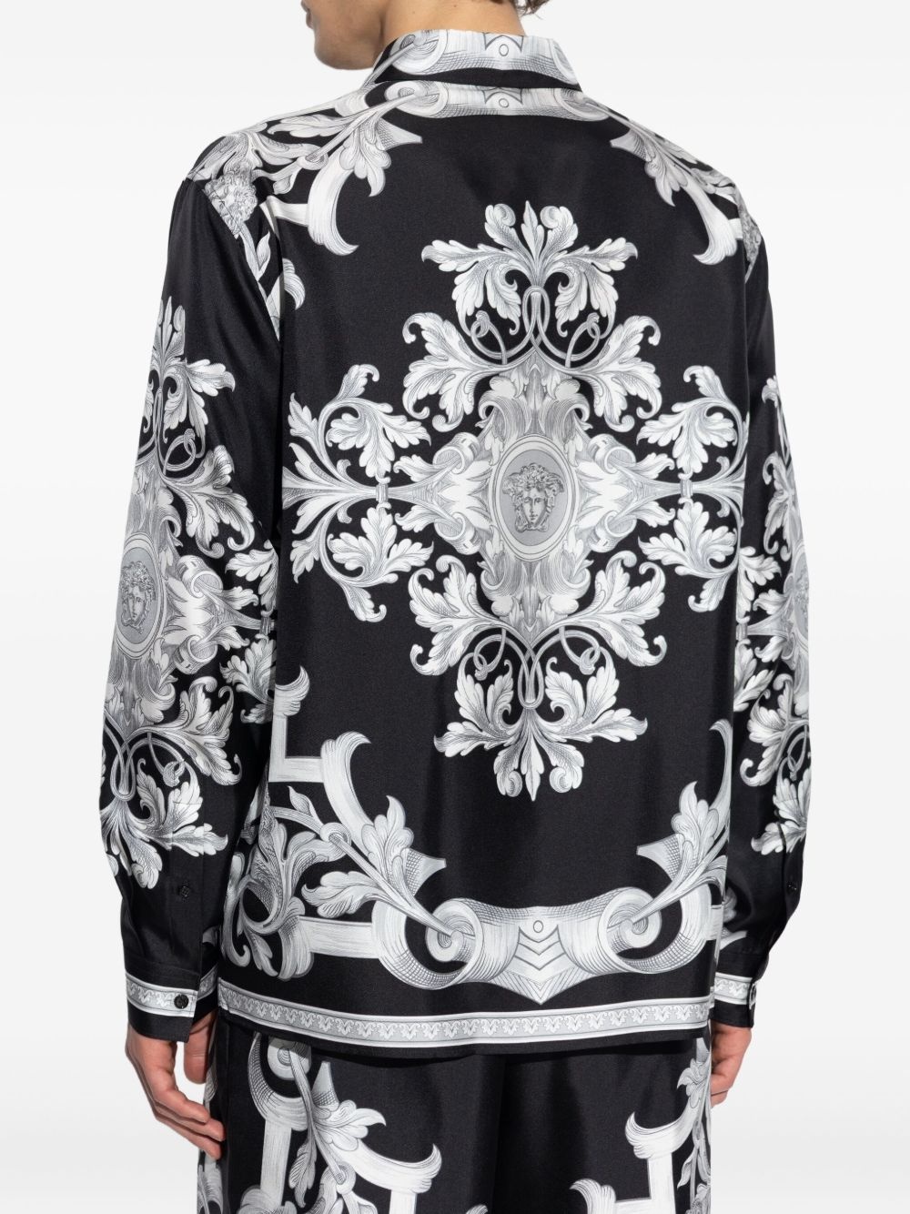 Barocco-print silk shirt - 4
