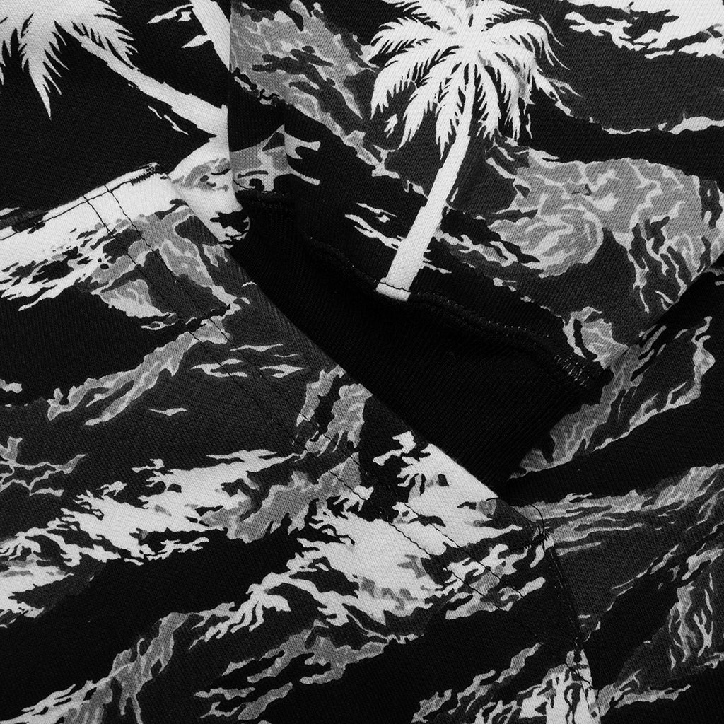 PALM TREE CAMO RELAXED FIT SHARK FULL ZIP HOODIE - BLACK - 7