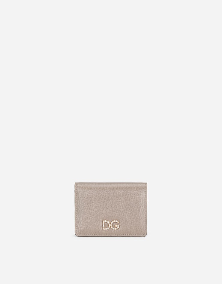 Small continental wallet in Dauphine calfskin with rhinestone-detailed DG logo - 1