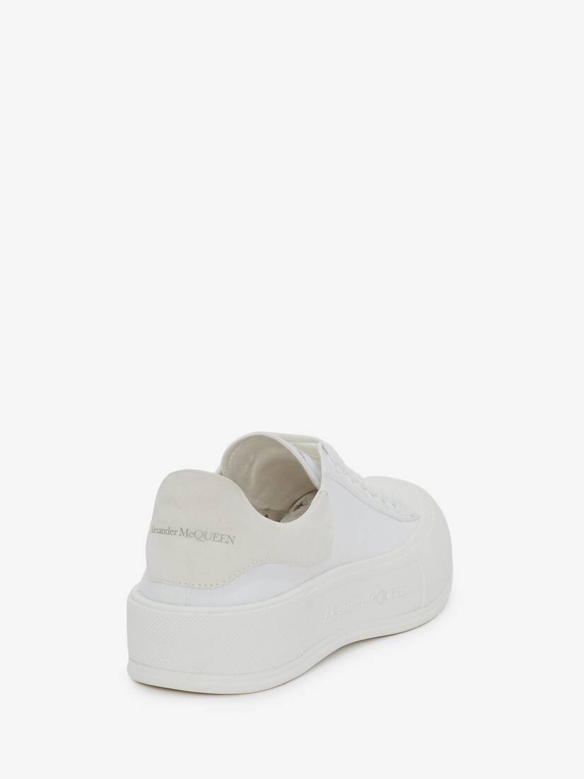 Women's Deck Lace Up Plimsoll in White - 3