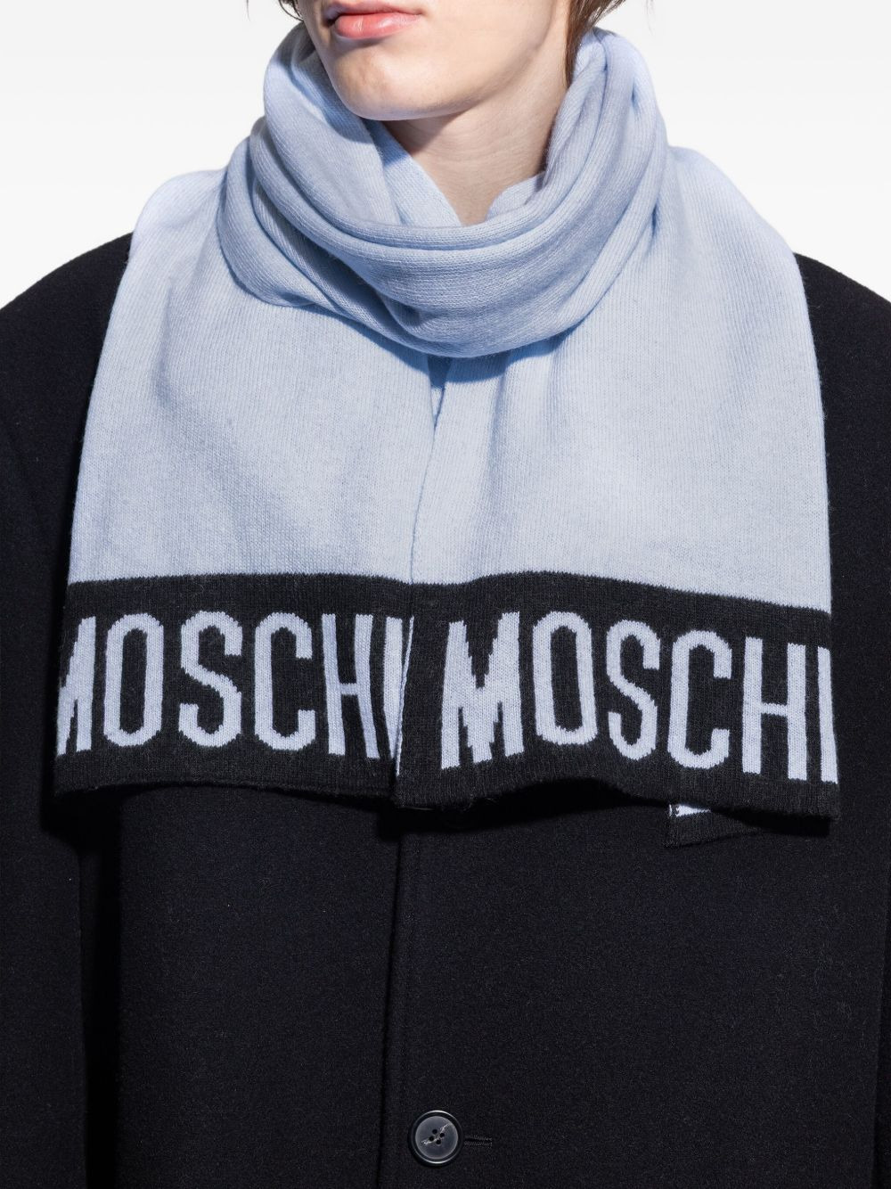 logo-detail knitted scarf - 3