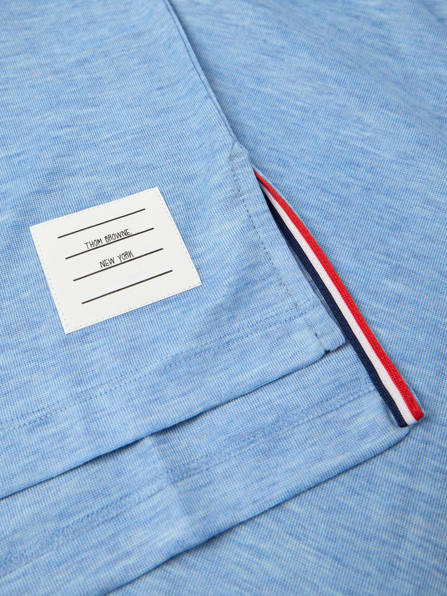 Logo-Appliquéd Striped Wool-Jersey T-Shirt Blue - 4
