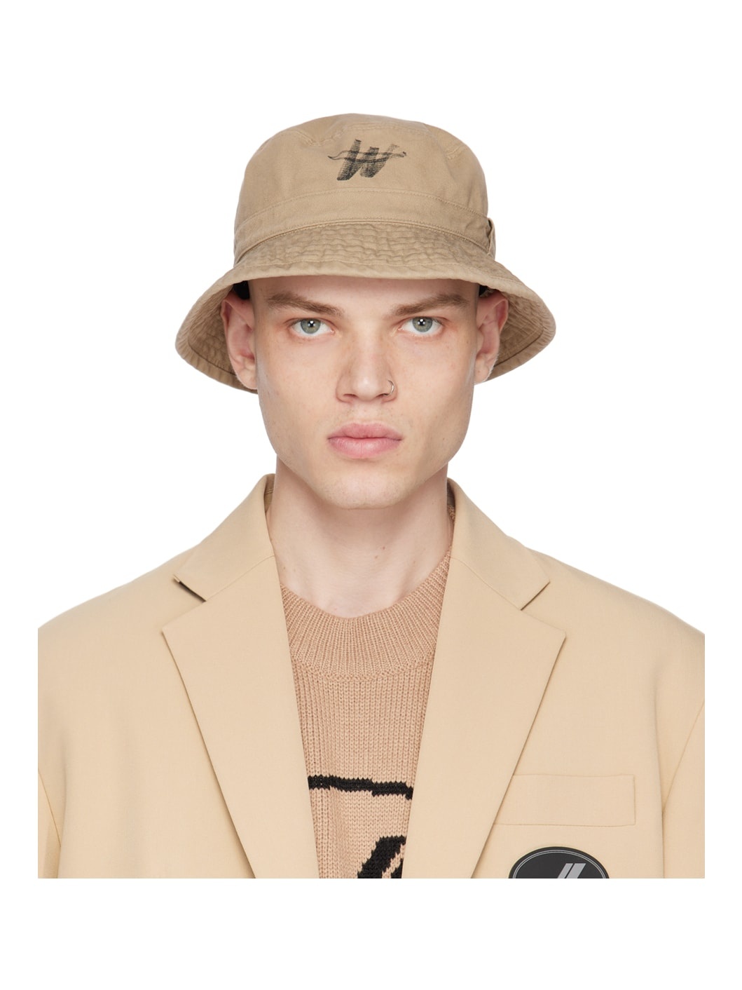 Beige WD One Logo Bucket Hat - 1