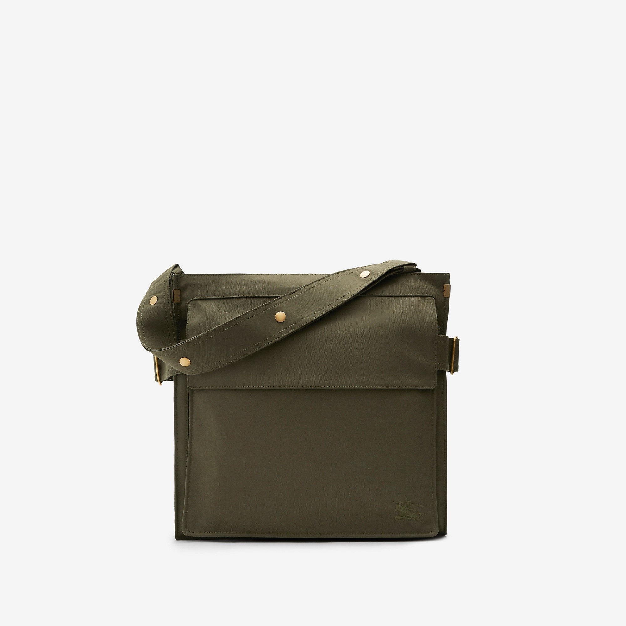 BURBERRY: London bag in canvas with check pattern - Olive