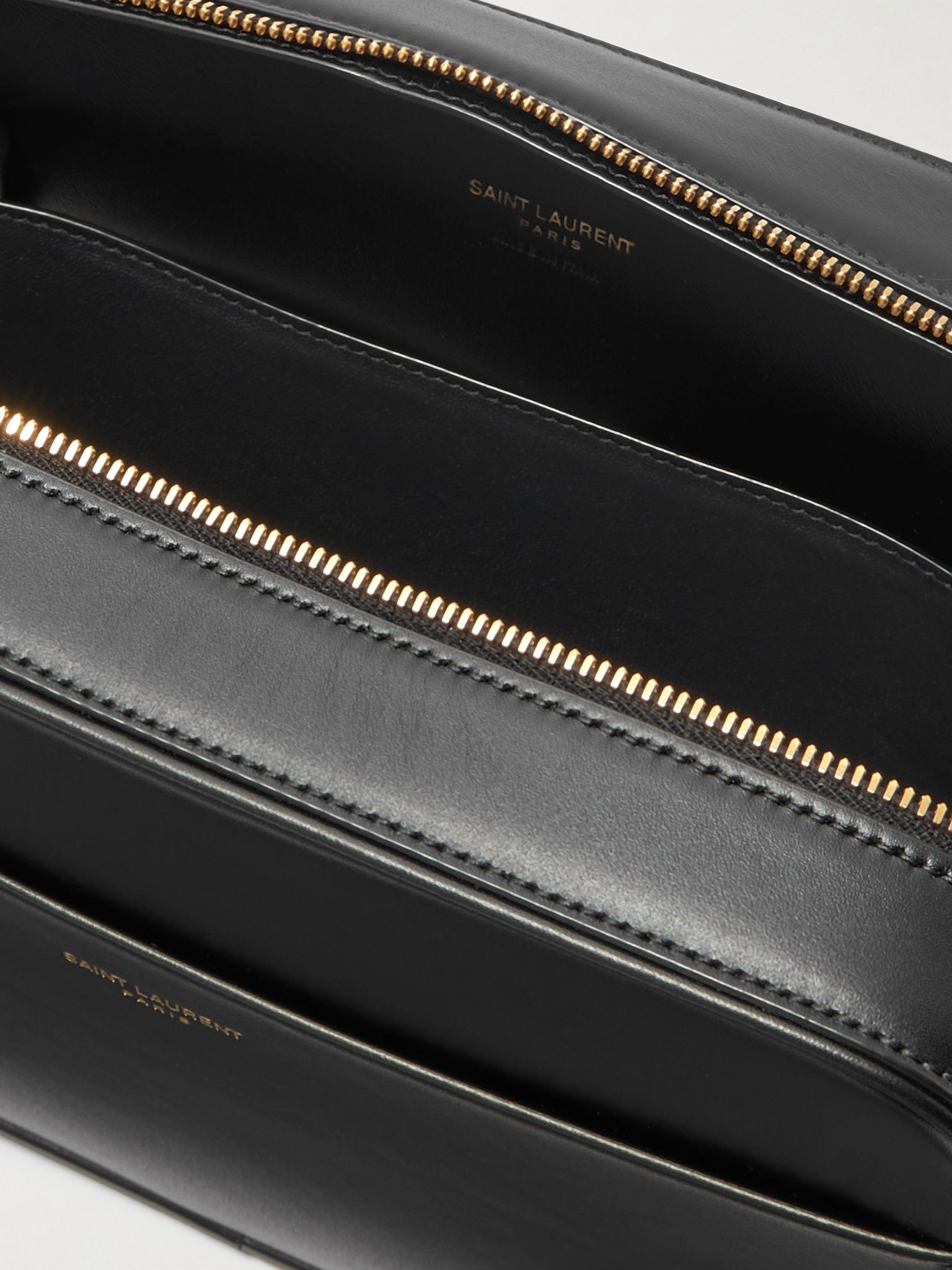 Logo-Print Leather Messenger Bag Black - 5