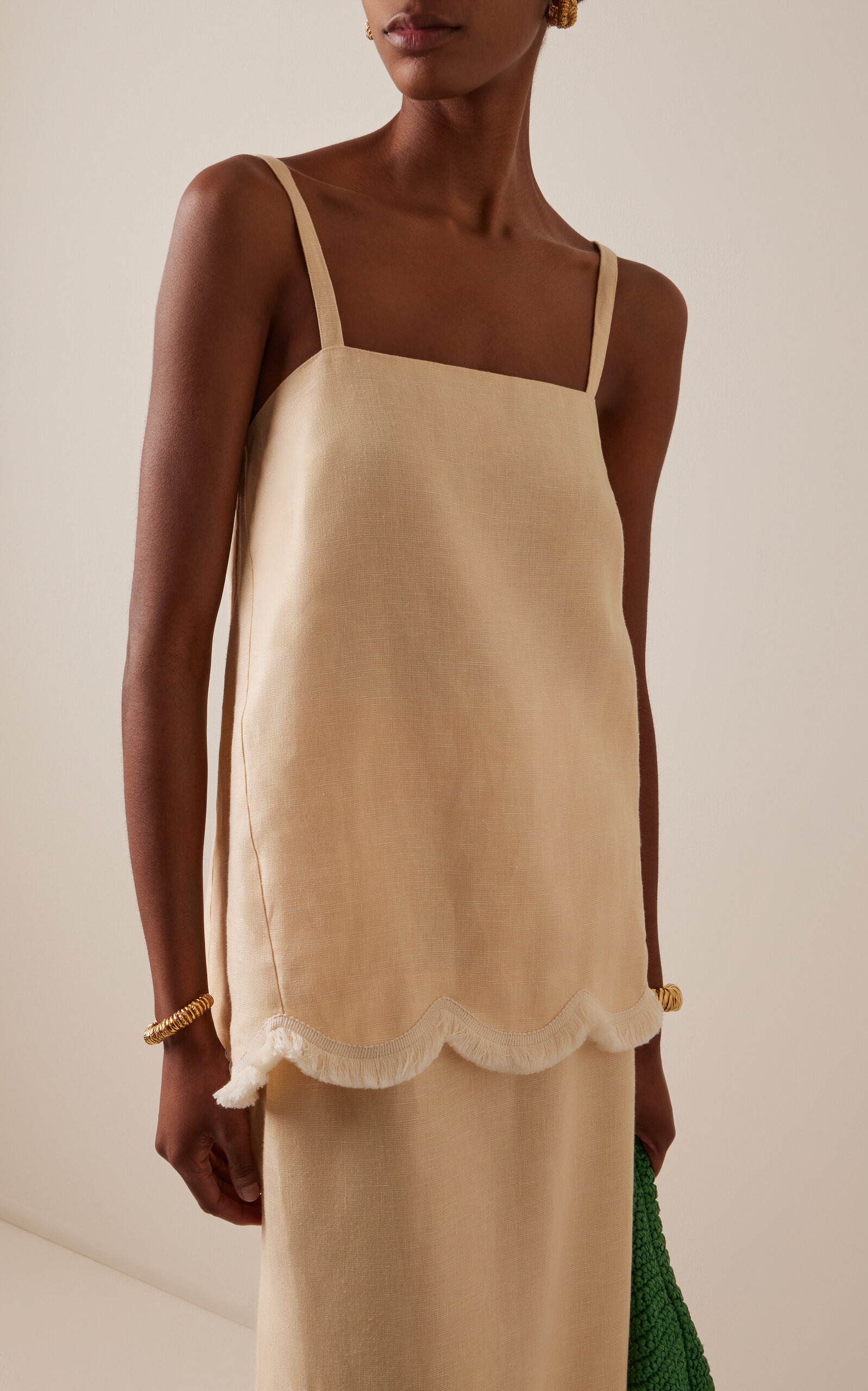 Essie Fringed Linen Top yellow - 2