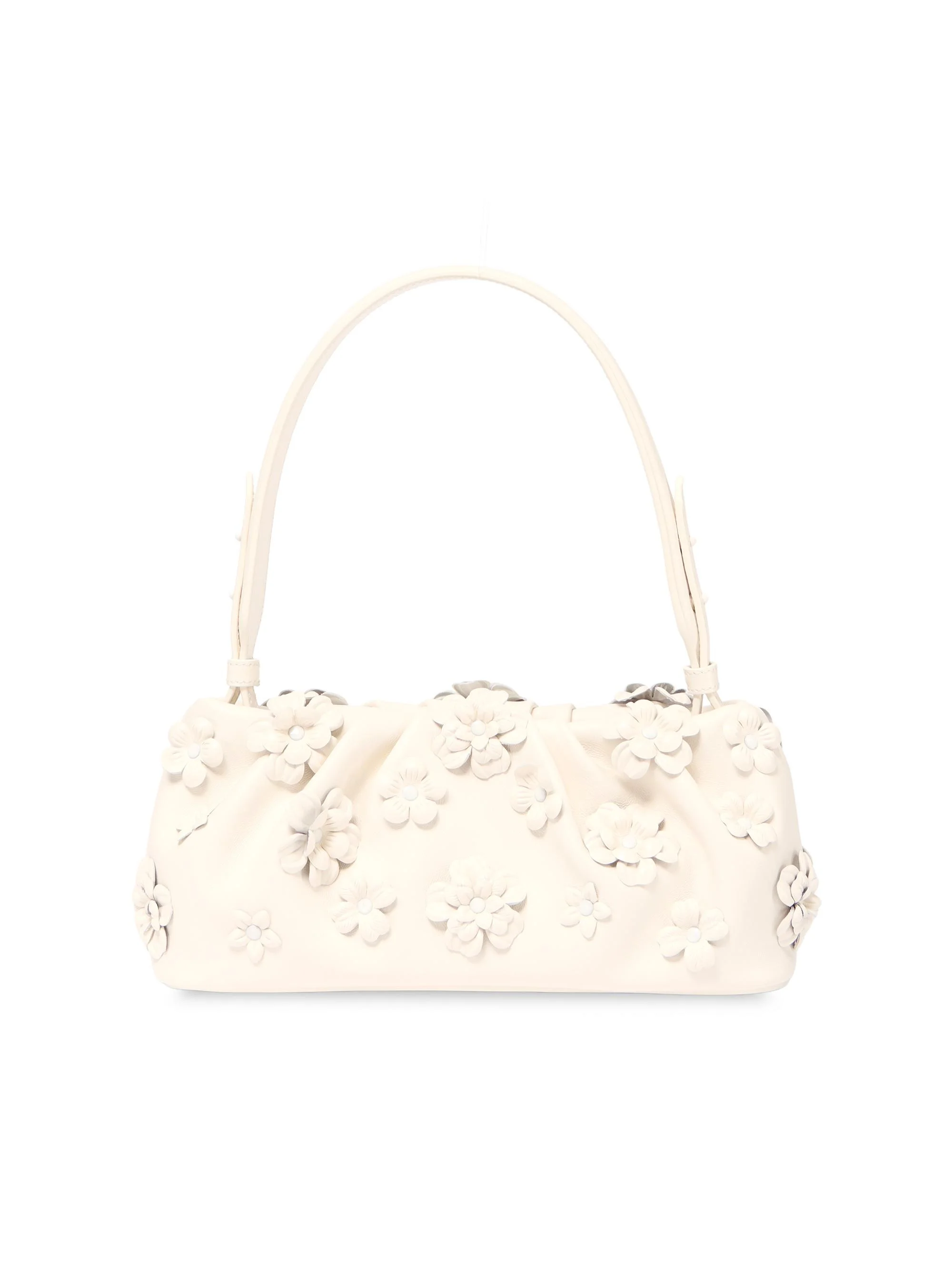 Women's Harlow Flower-Appliqué Leather Shoulder Bag - Ivory - 1