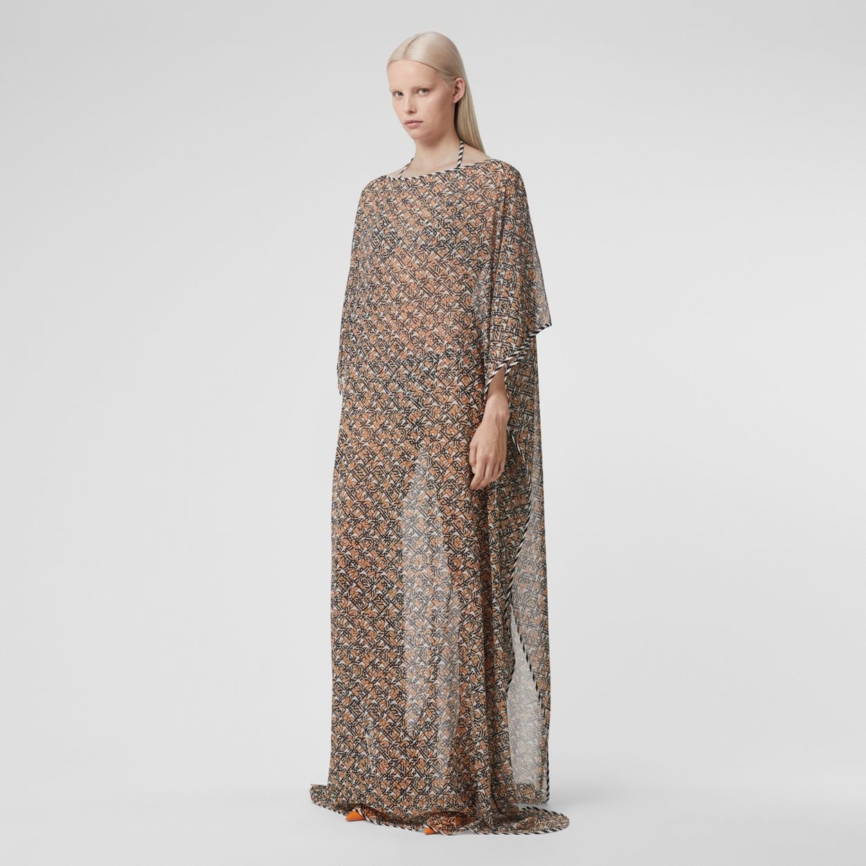 Monogram Print Silk Kaftan - 5