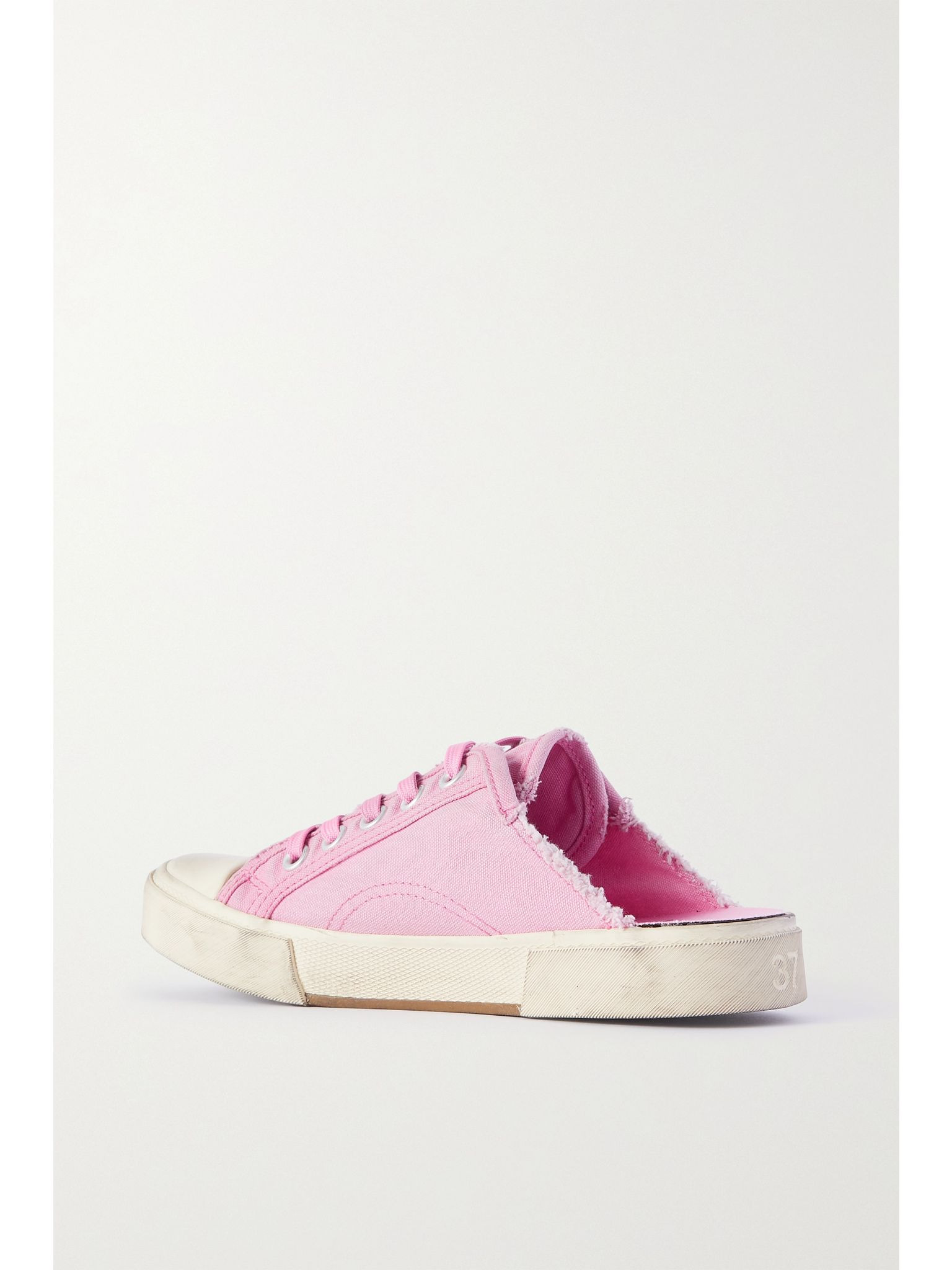 Paris High distressed rubber and cotton-canvas slip-on sneakers Pink - 3