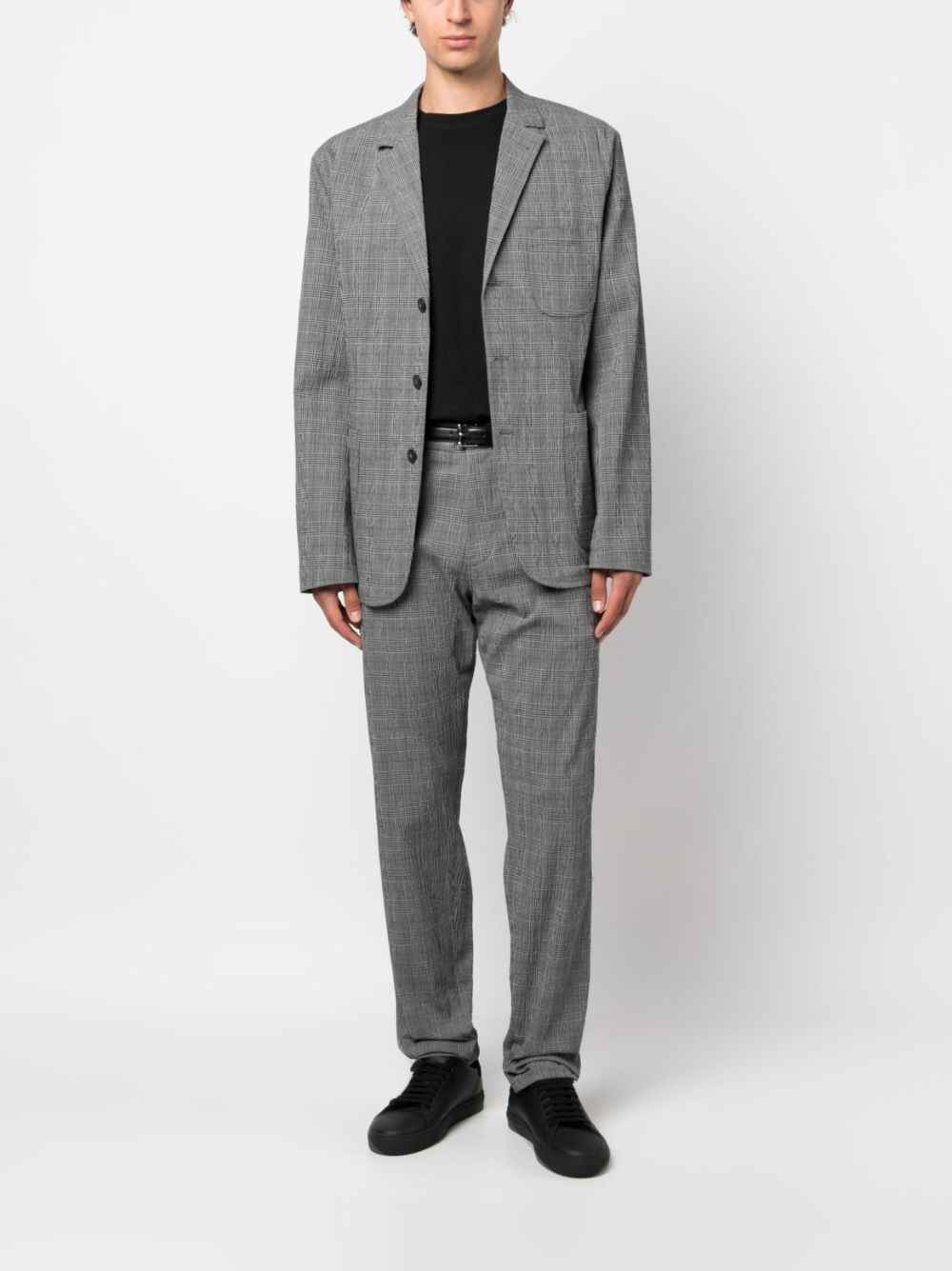 plaid-pattern single-breasted blazer - 2