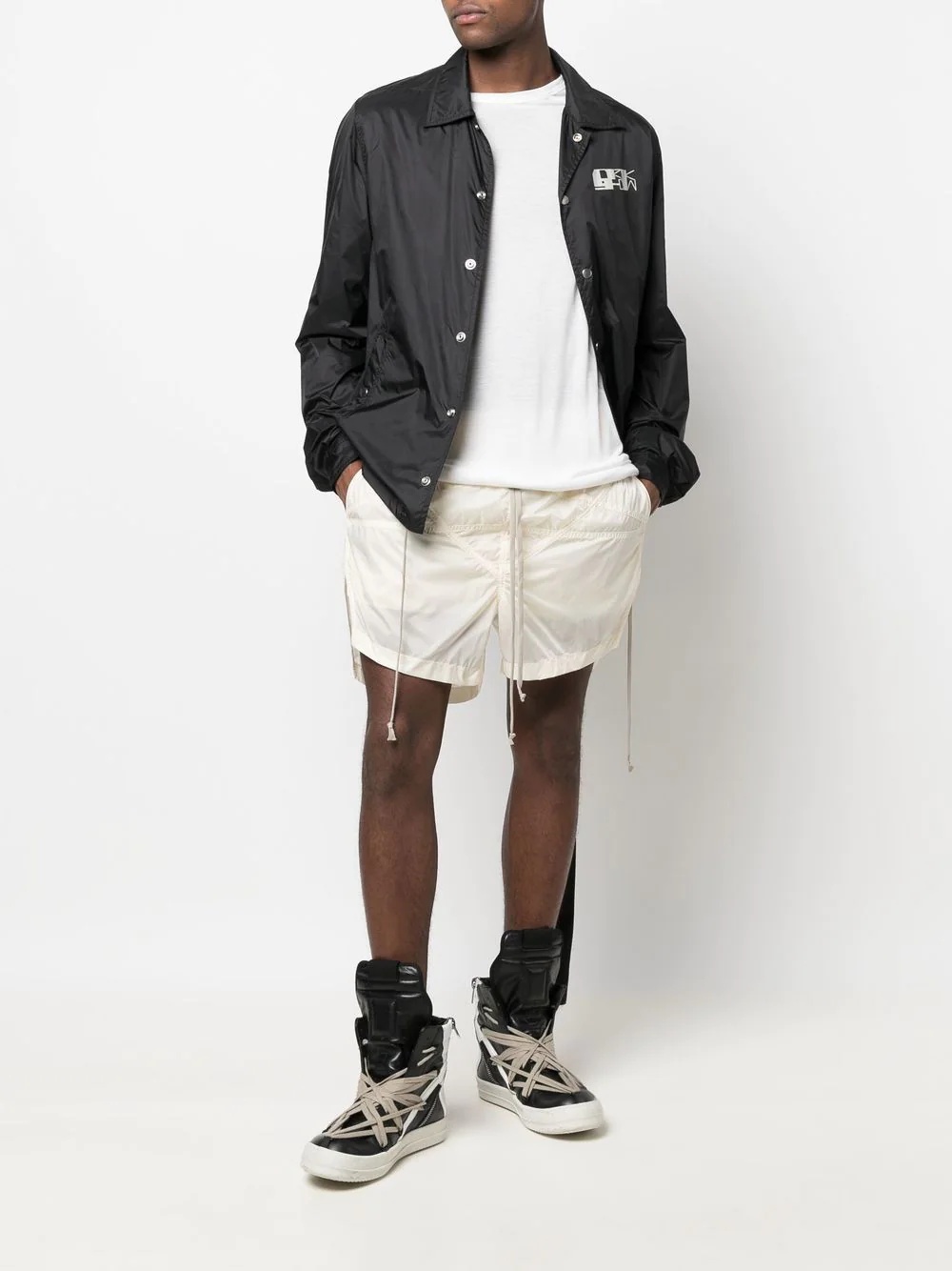 logo-print snap front jacket - 2