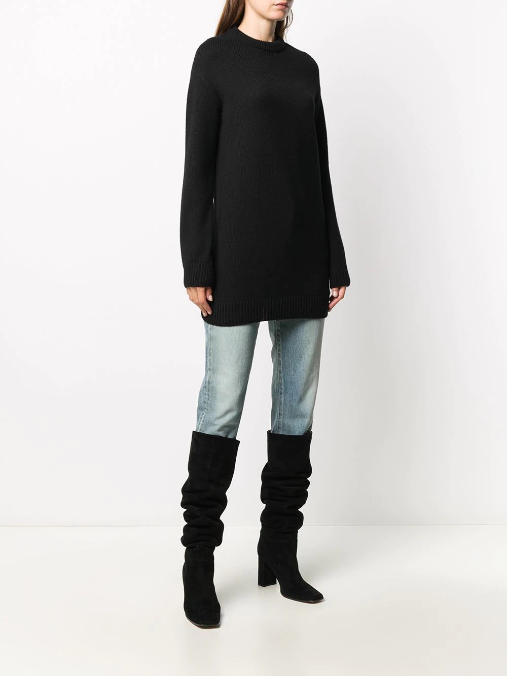 cashmere long-sleeve knitted dress - 3