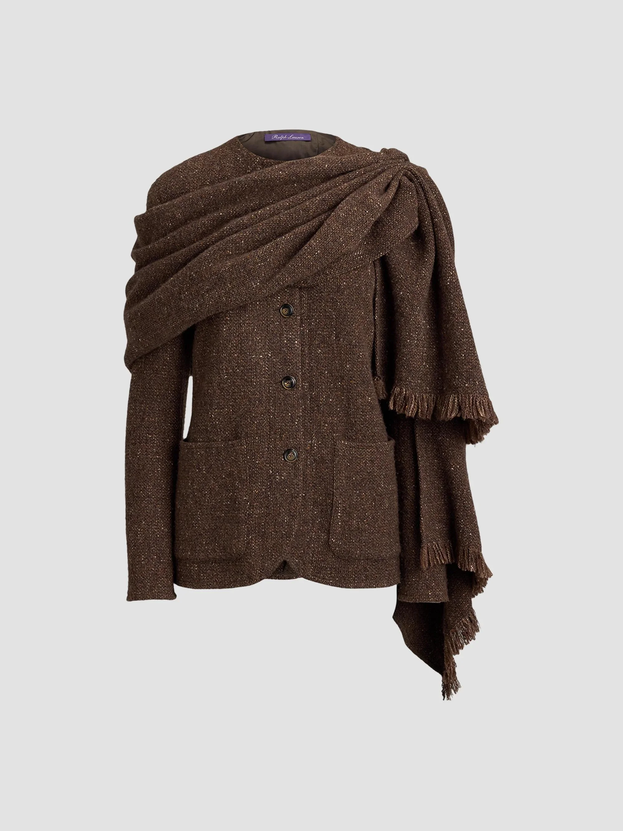 Women's Alira Donegal-Style Tweed Scarf Blazer - Brown - 1